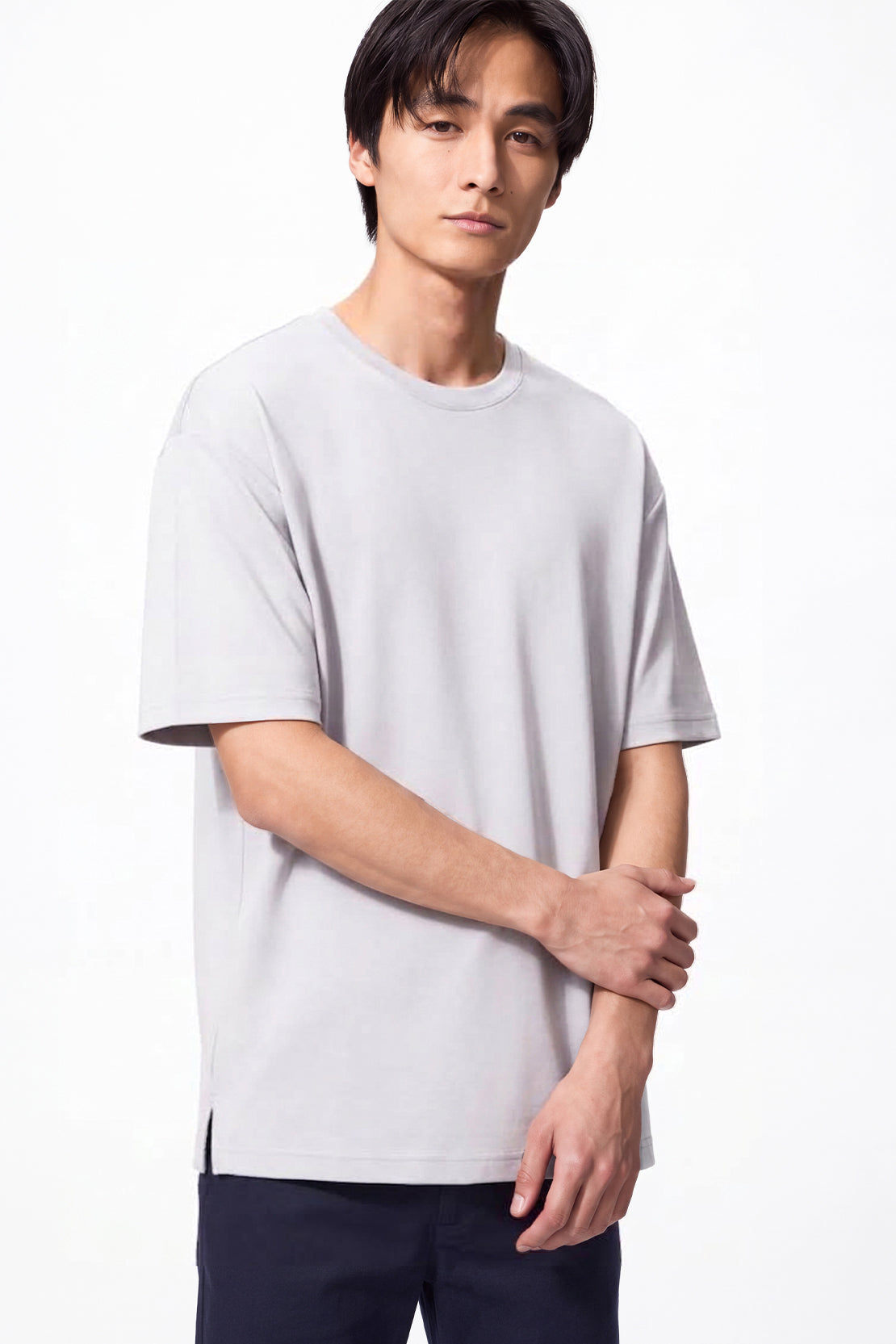 KOKO Modal Blend Drop Shoulder T-Shirt – Navy, Silver & Clay