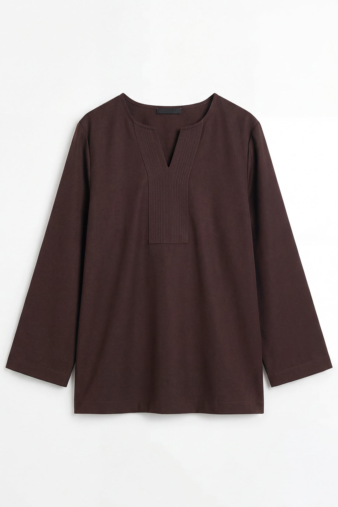 KOKO Pure-Ease Relaxed V-Neck Top - Coffee Brown