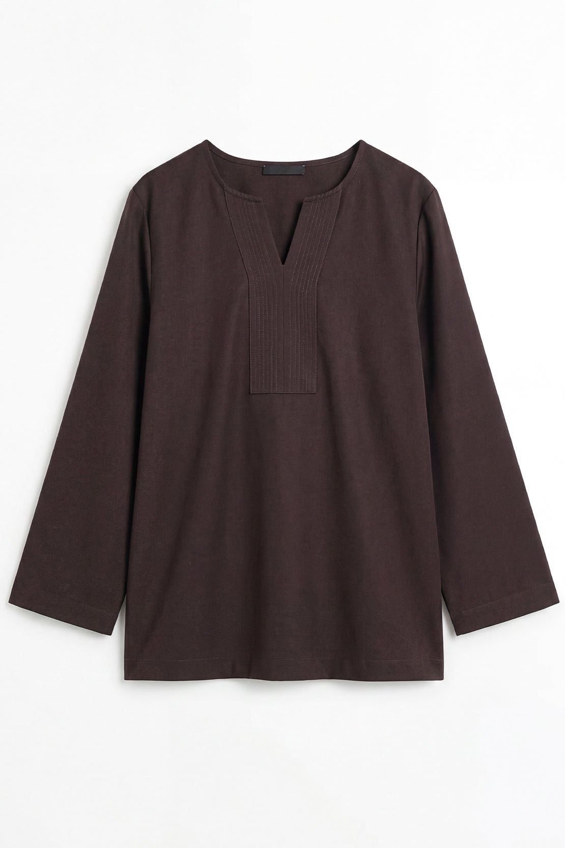 KOKO Pure-Ease Relaxed V-Neck Top - Coffee Brown
