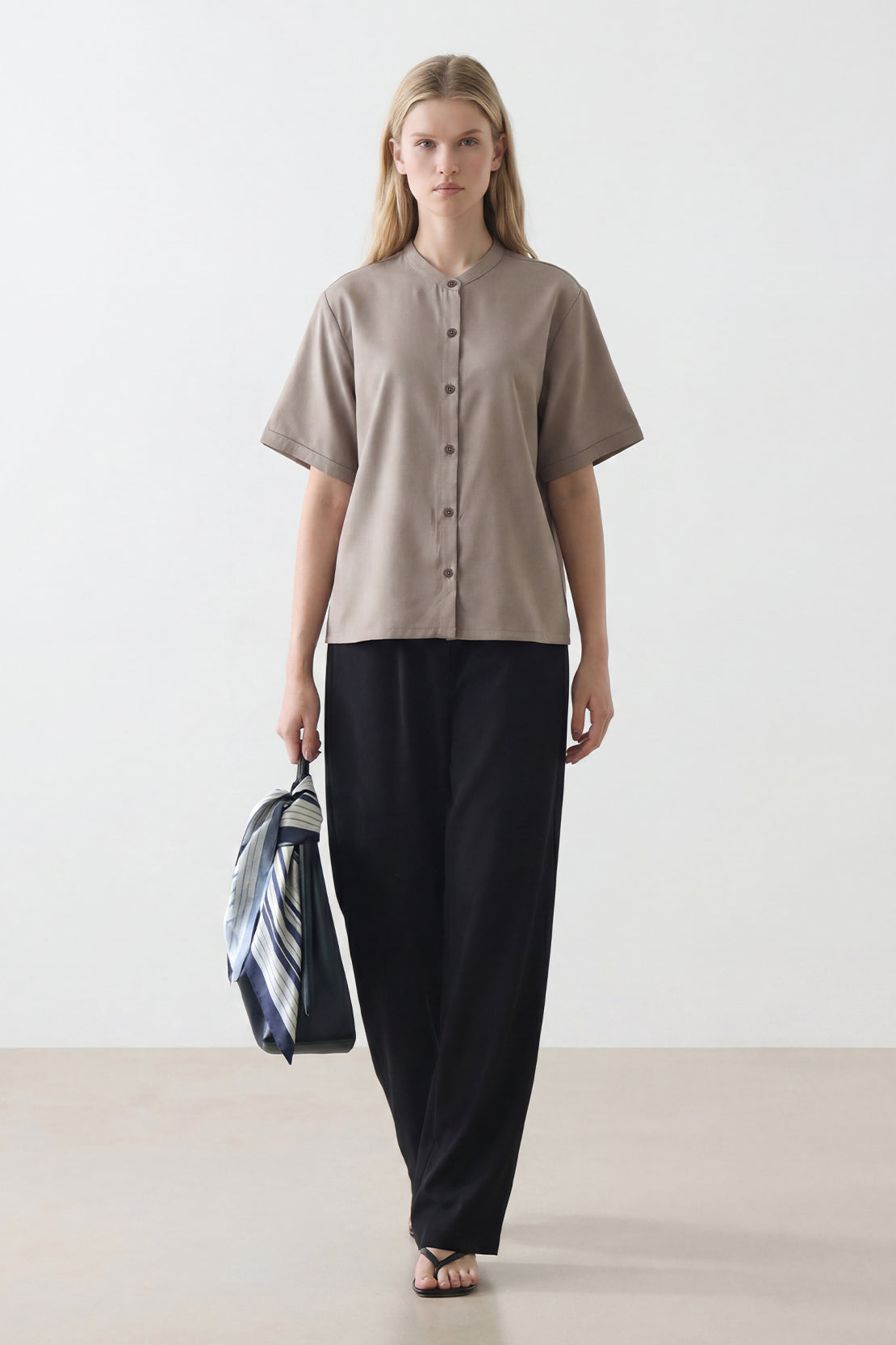 KOKO Pure-Ease Button-Down Shirt – Black & Beige