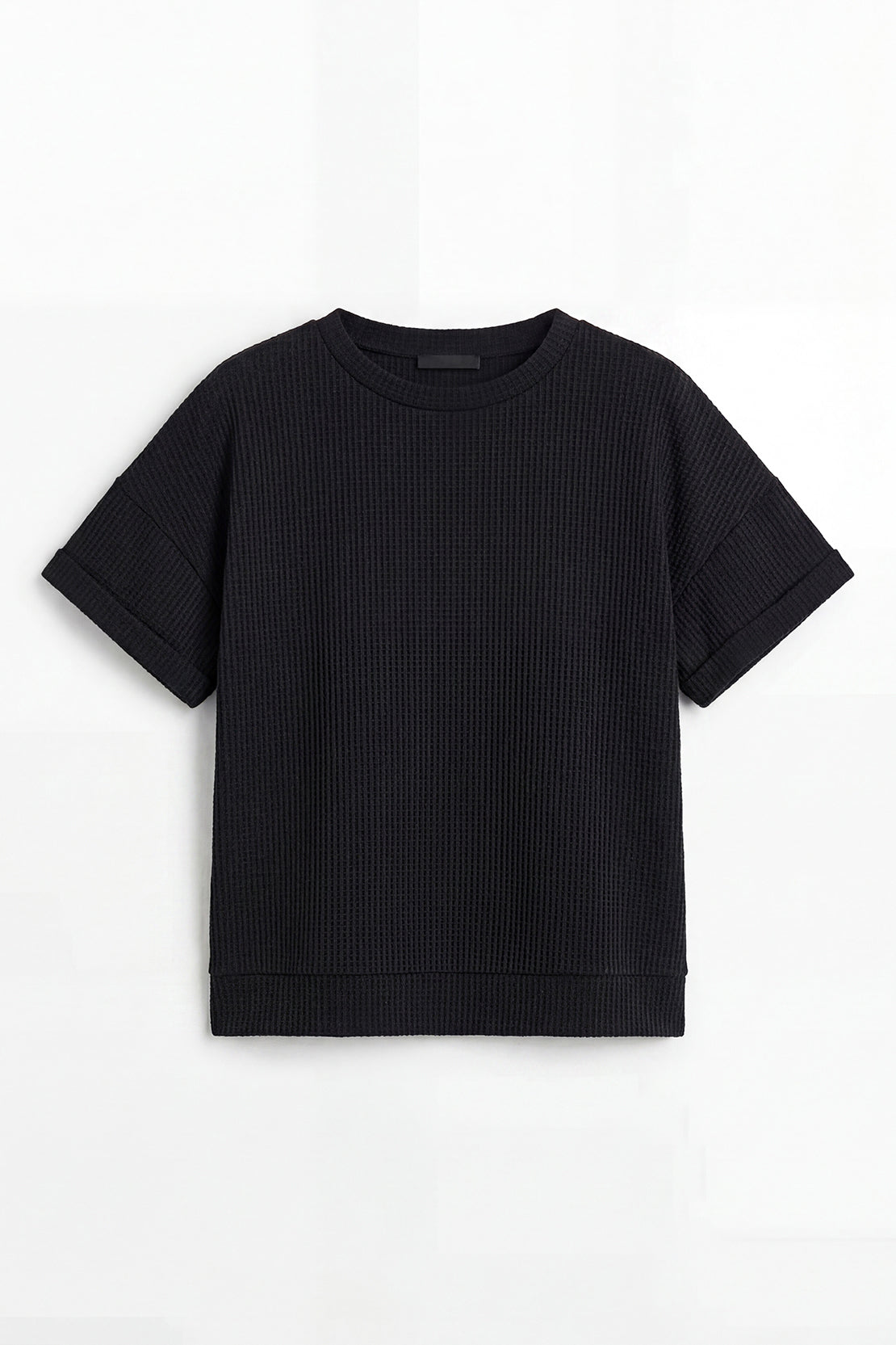 KOKO Structured knit Relaxed Crew Top – Olive & Black