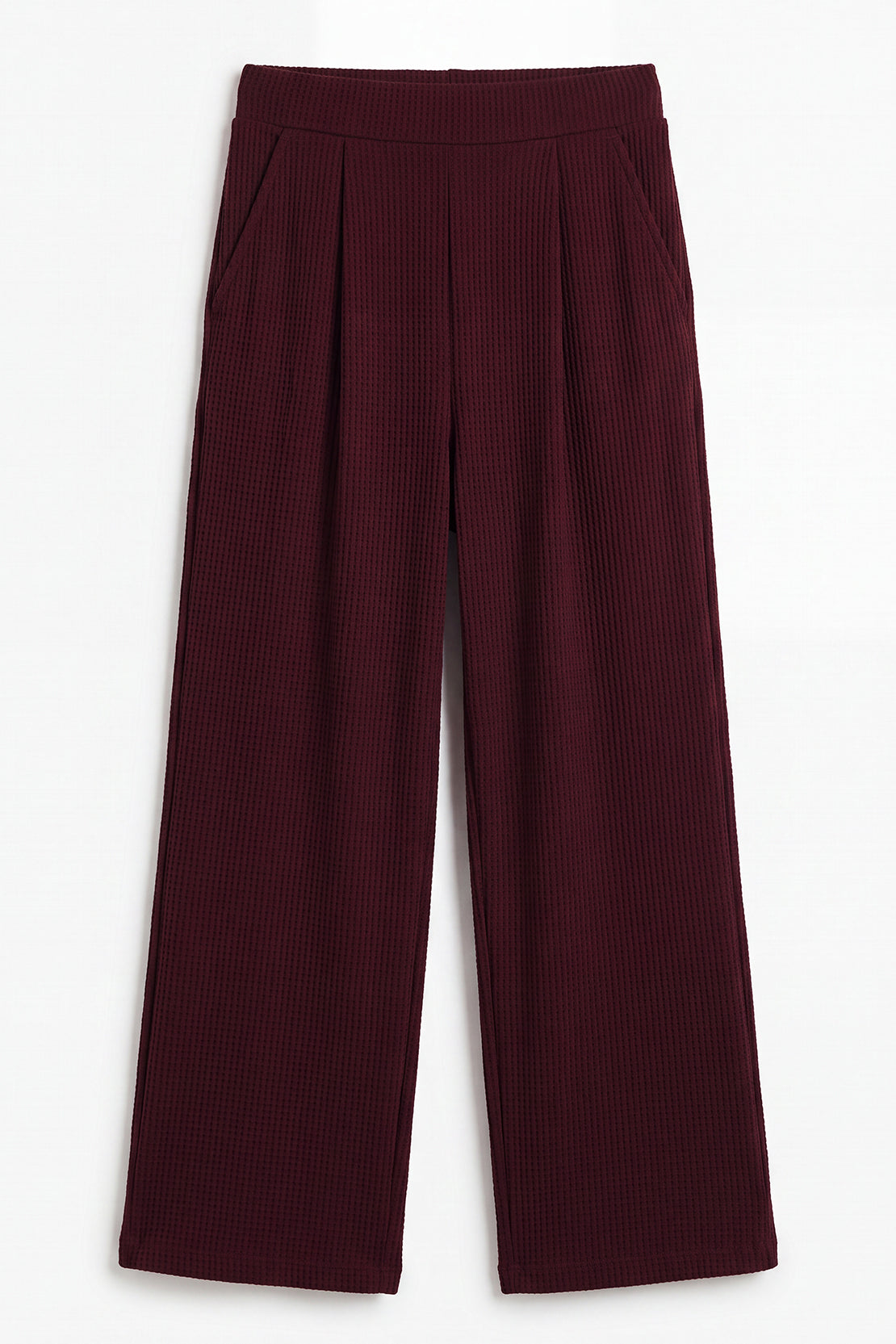 KOKO Structured Knit Wide-leg Trouser – Black, Cherry & Olive