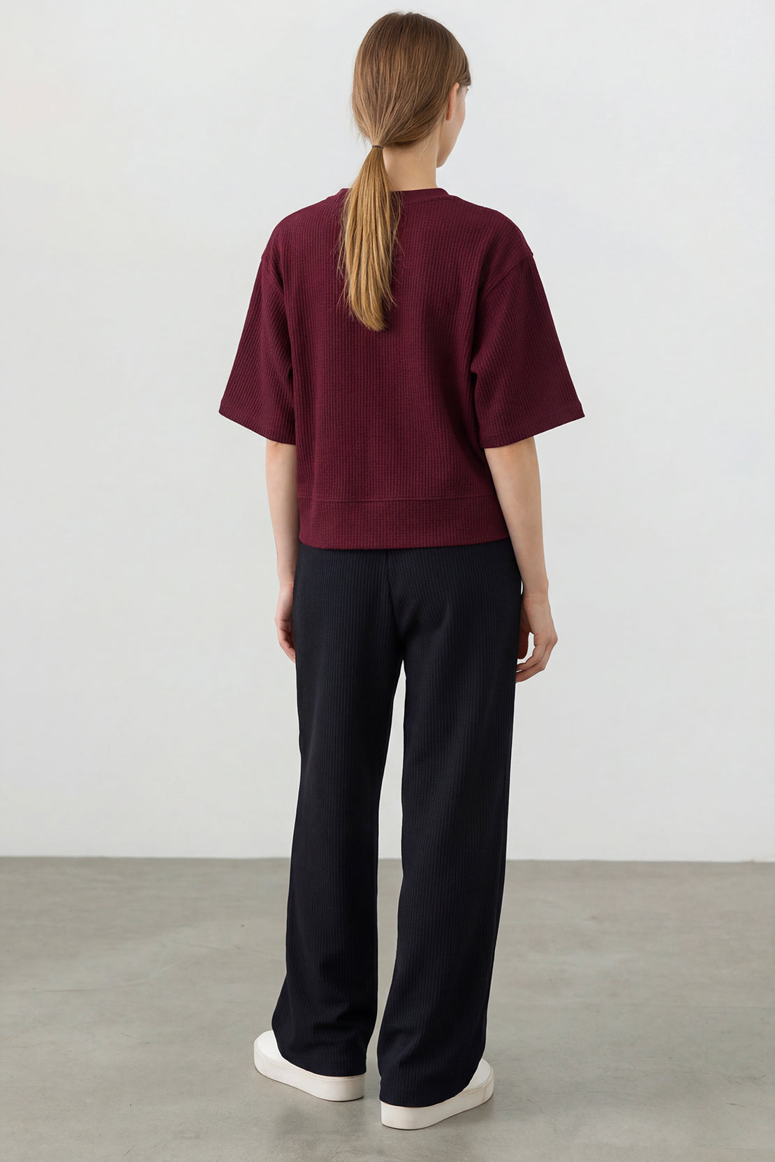 KOKO Structured knit Relaxed Top – Olive, Black & Maroon