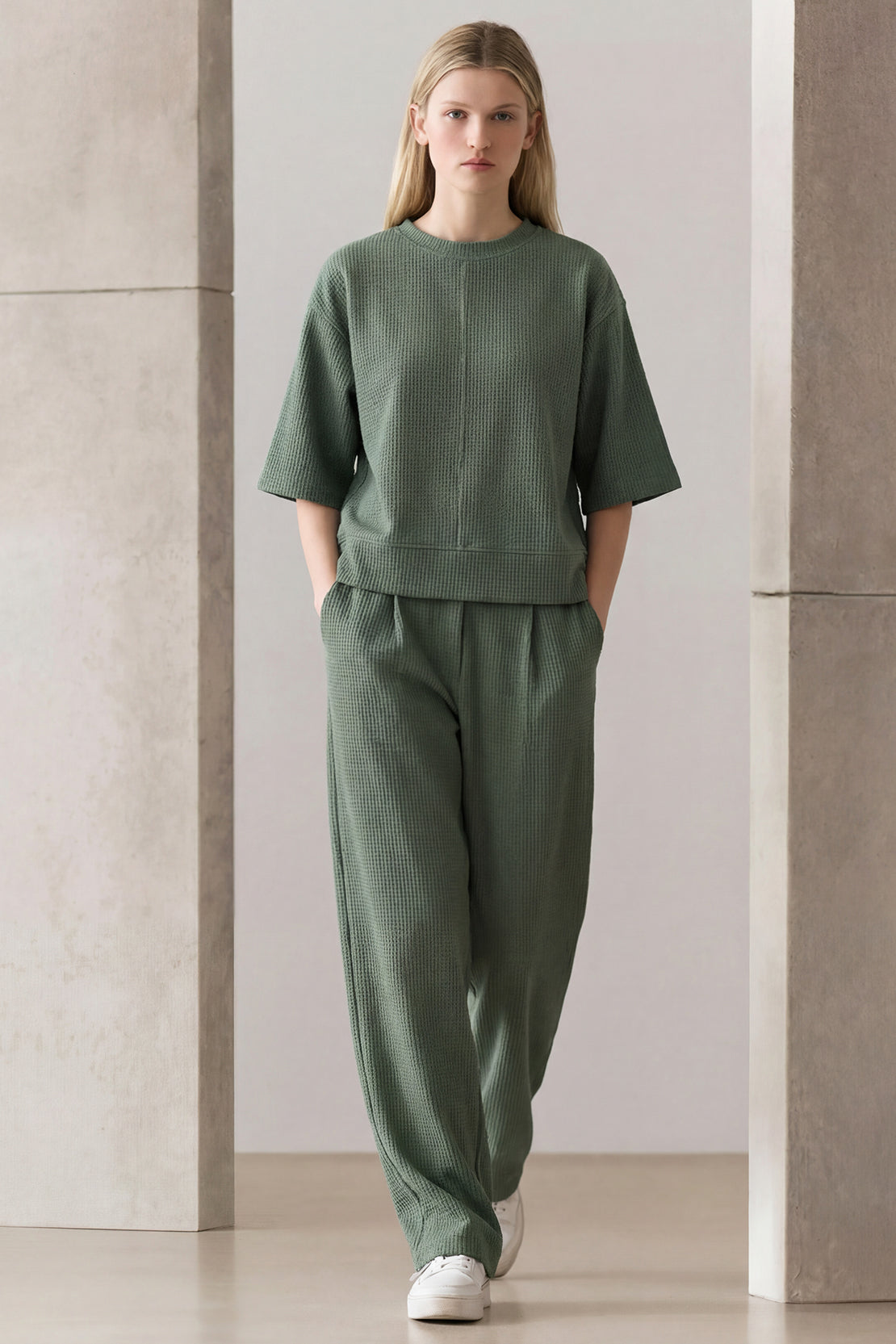 KOKO Structured knit Relaxed Top – Olive, Black & Maroon