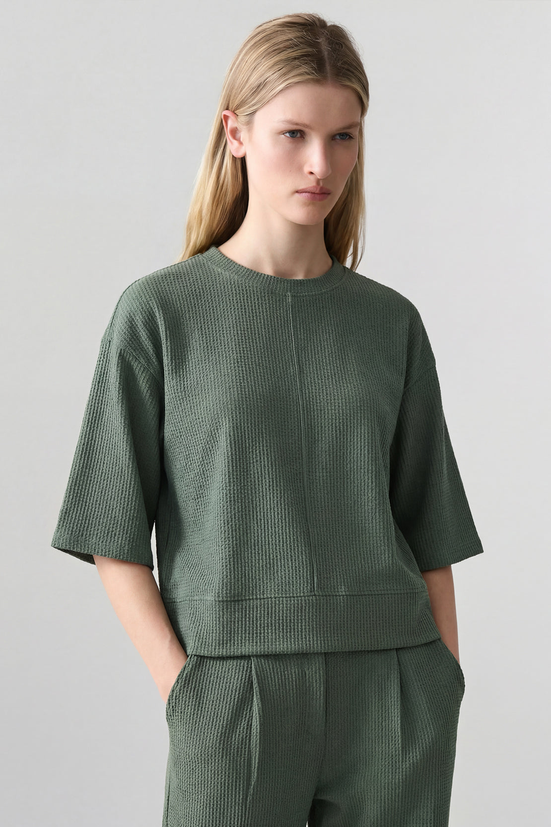 KOKO Structured knit Relaxed Top – Olive, Black & Maroon