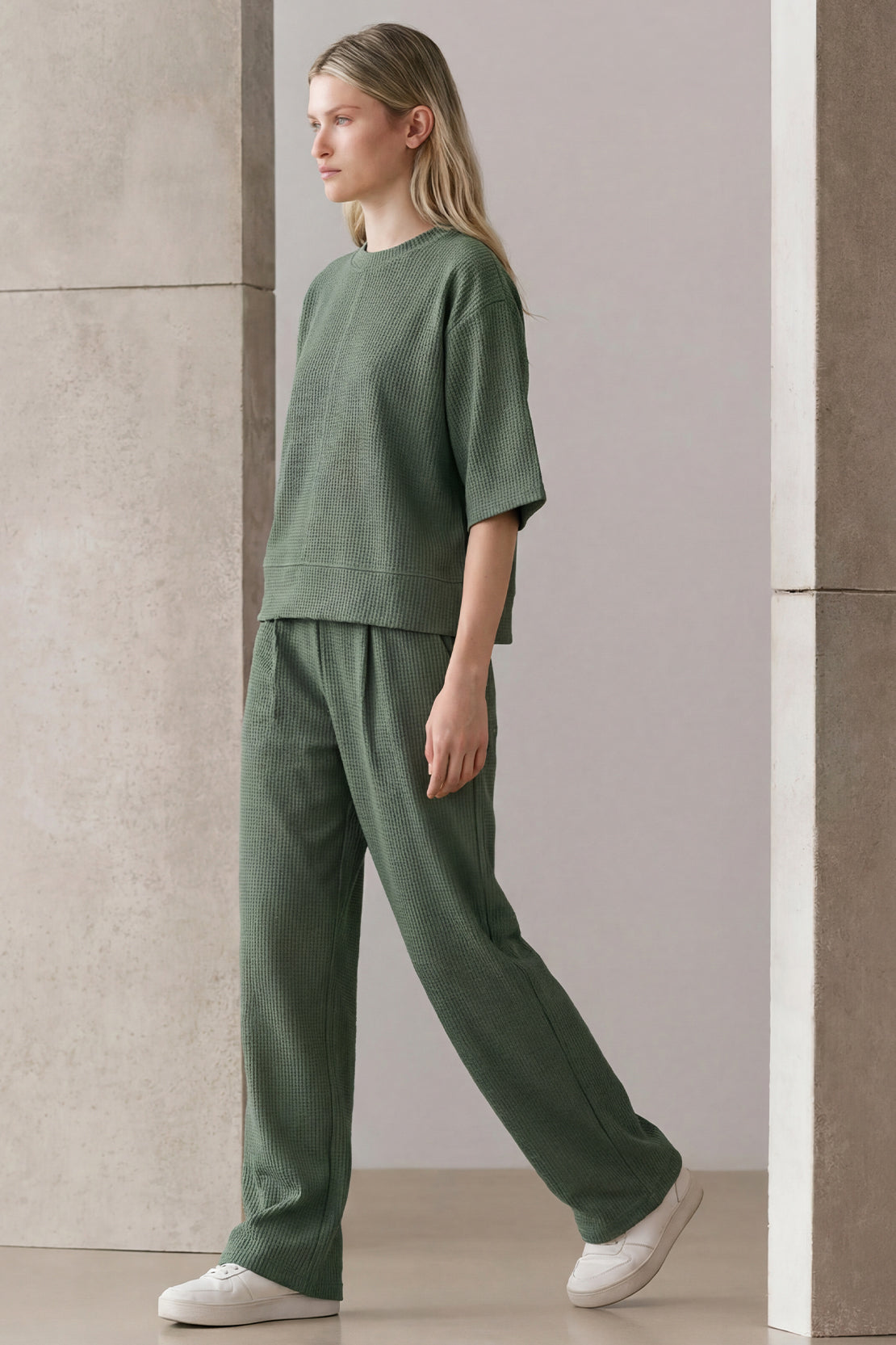 KOKO Structured knit Relaxed Top – Olive, Black & Maroon