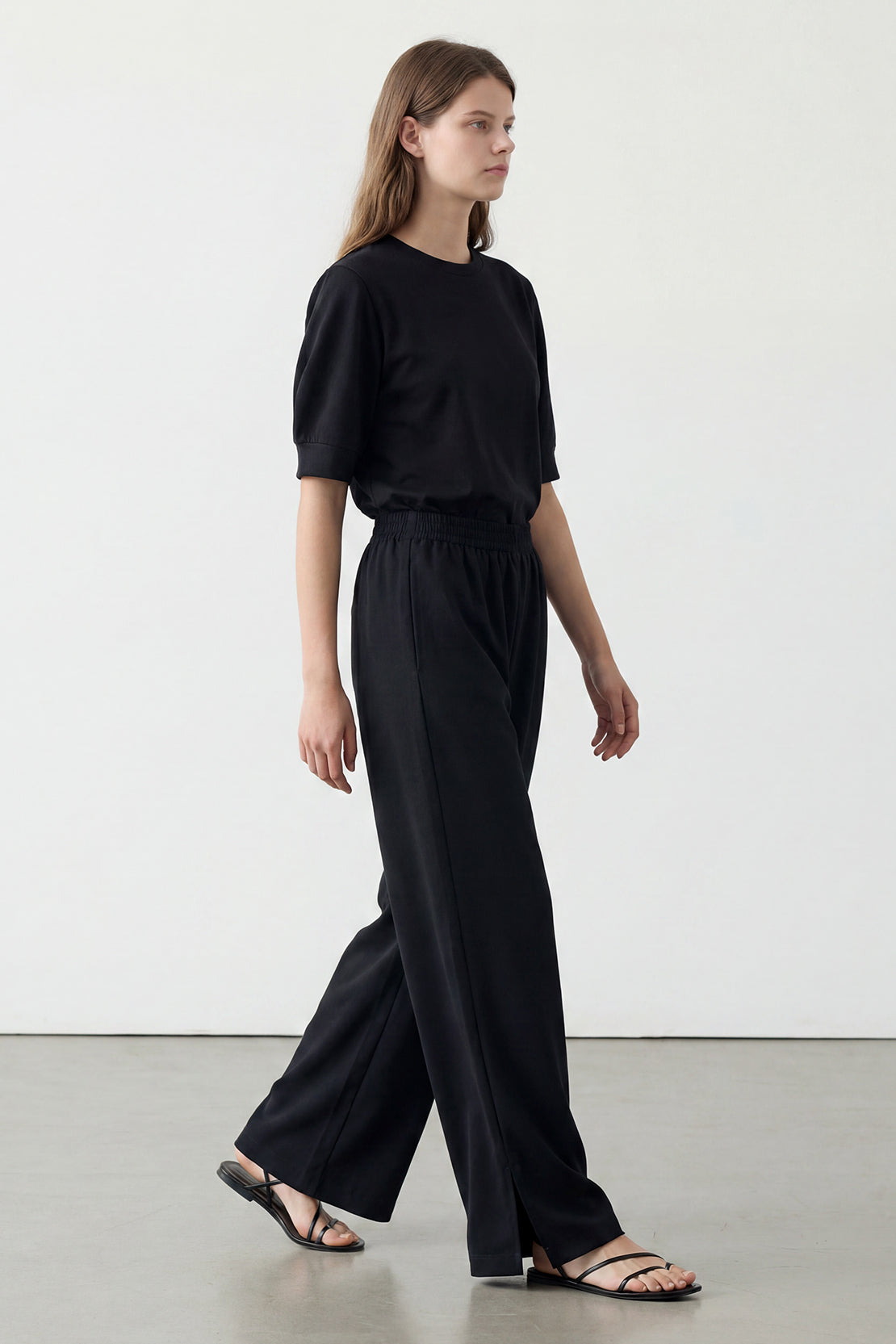 KOKO Modal Relaxed Wide-Leg Trouser – Black