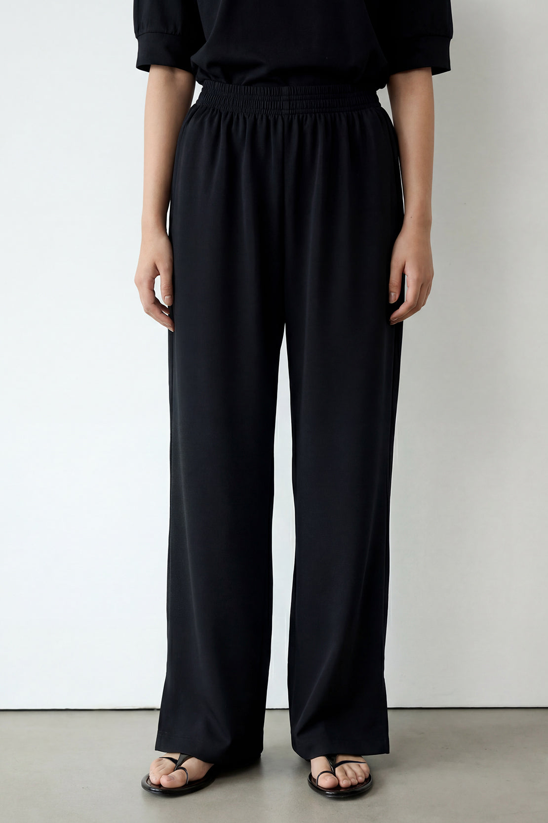 KOKO Modal Relaxed Wide-Leg Trouser – Black