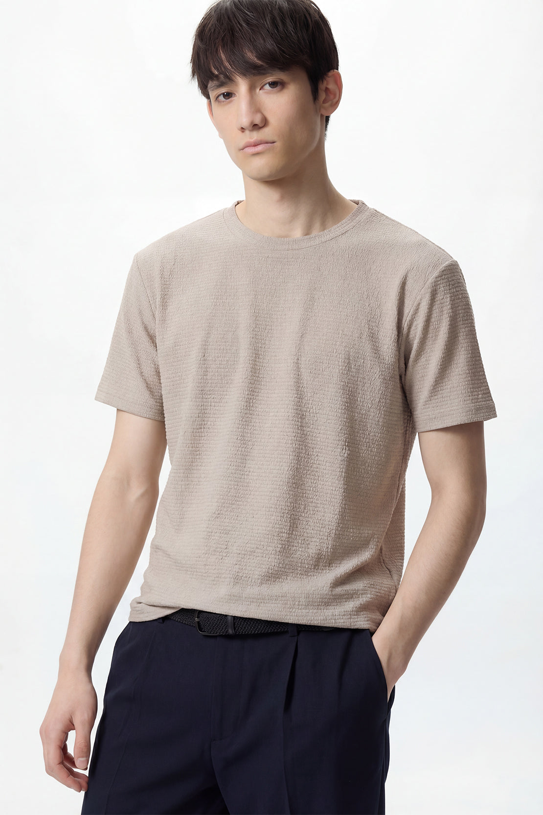KOKO Textured Knitted T-Shirt – Olive, Navy & Coffee