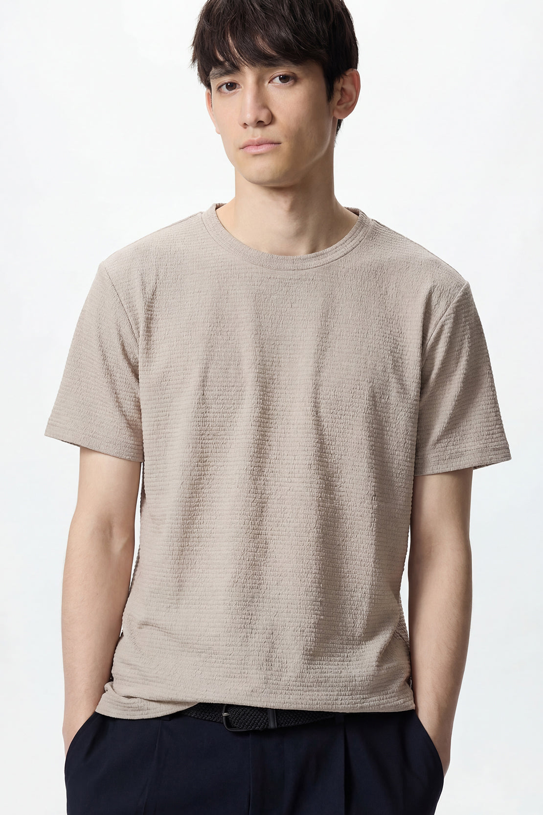 KOKO Textured Knitted T-Shirt – Olive, Navy & Coffee