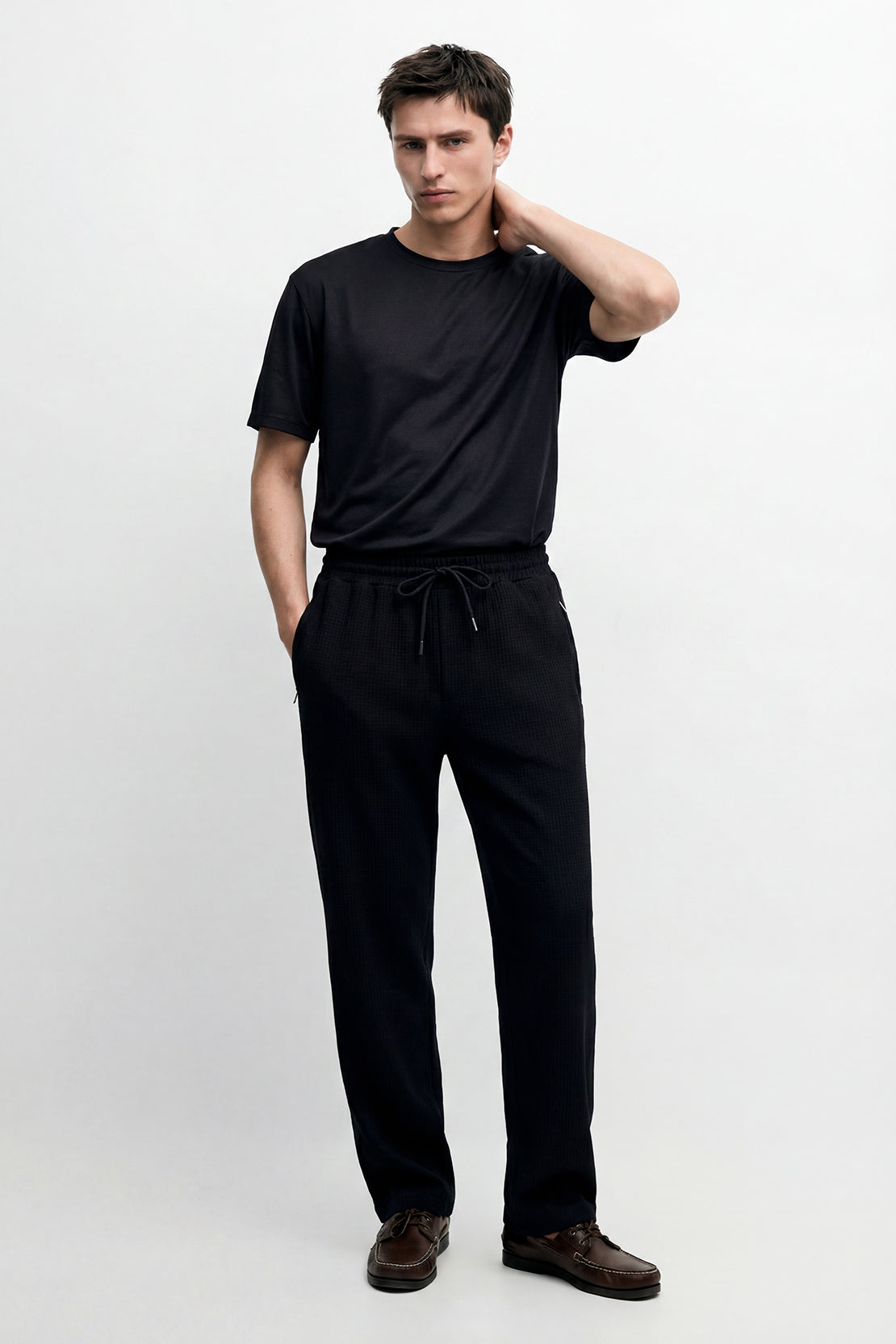 KOKO Structured Knit Relaxed Trouser – Black