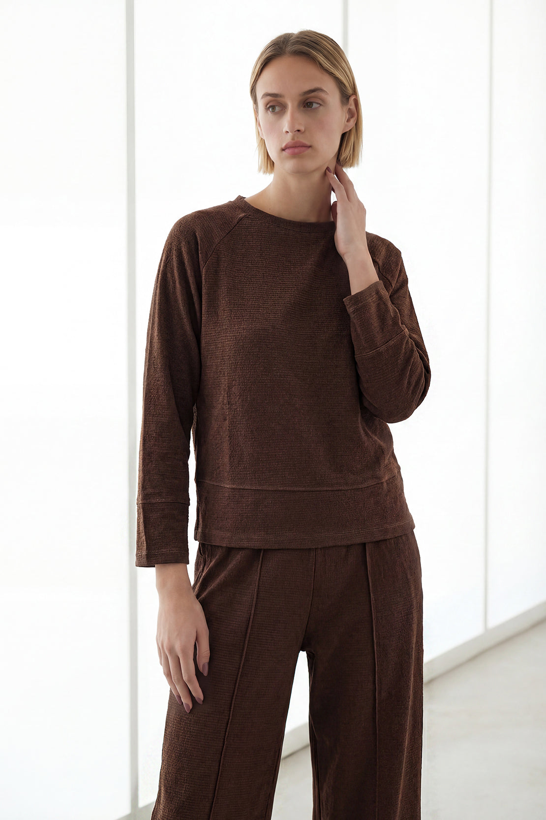KOKO Textured Knitted Top - Brown