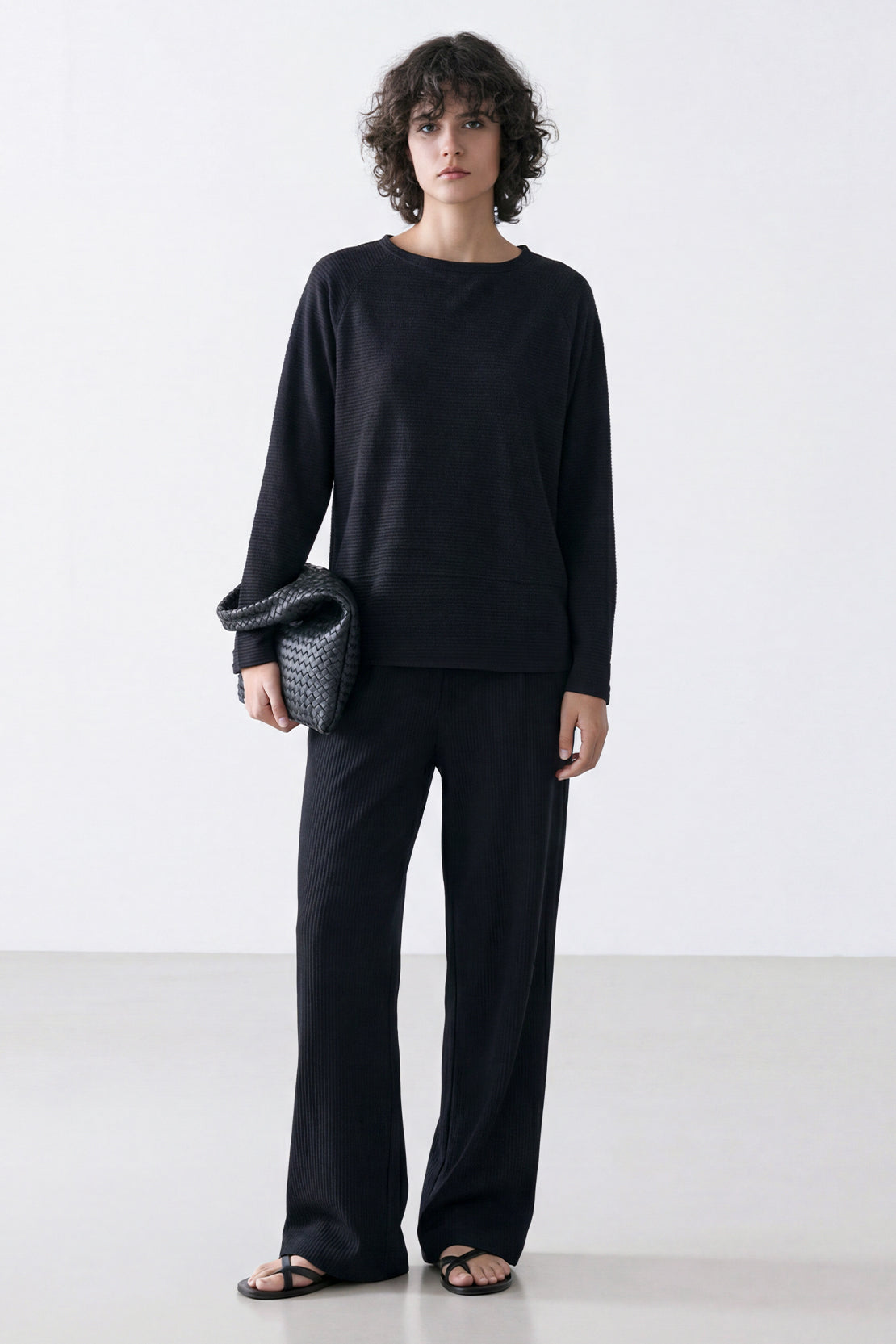 KOKO Textured Knit Relaxed Top - Black