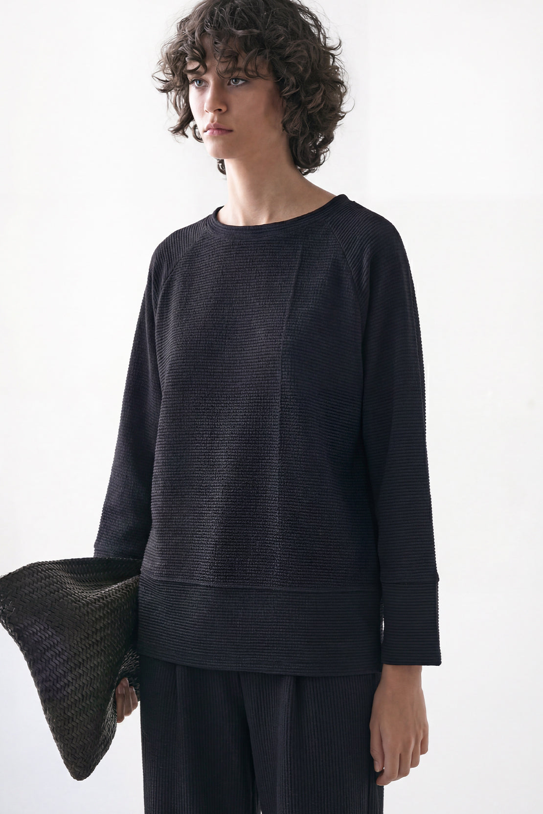 KOKO Textured Knit Relaxed Top - Black