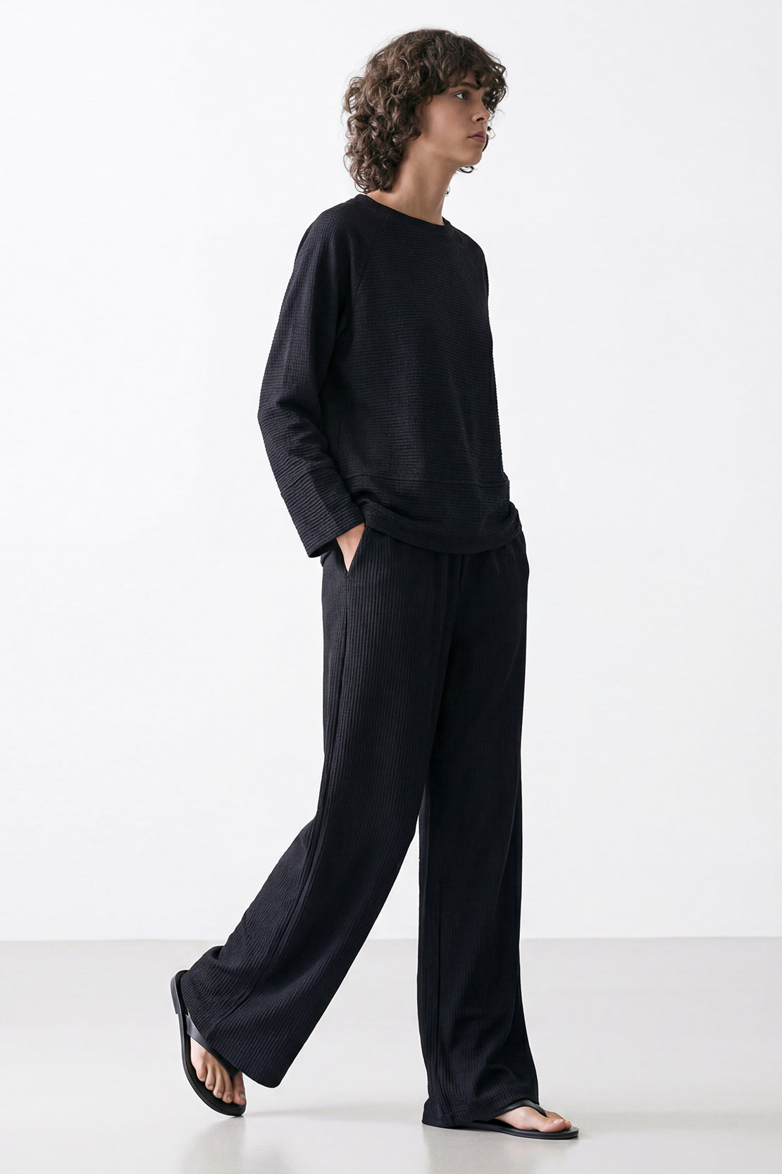 KOKO Textured Knit Relaxed Top - Black