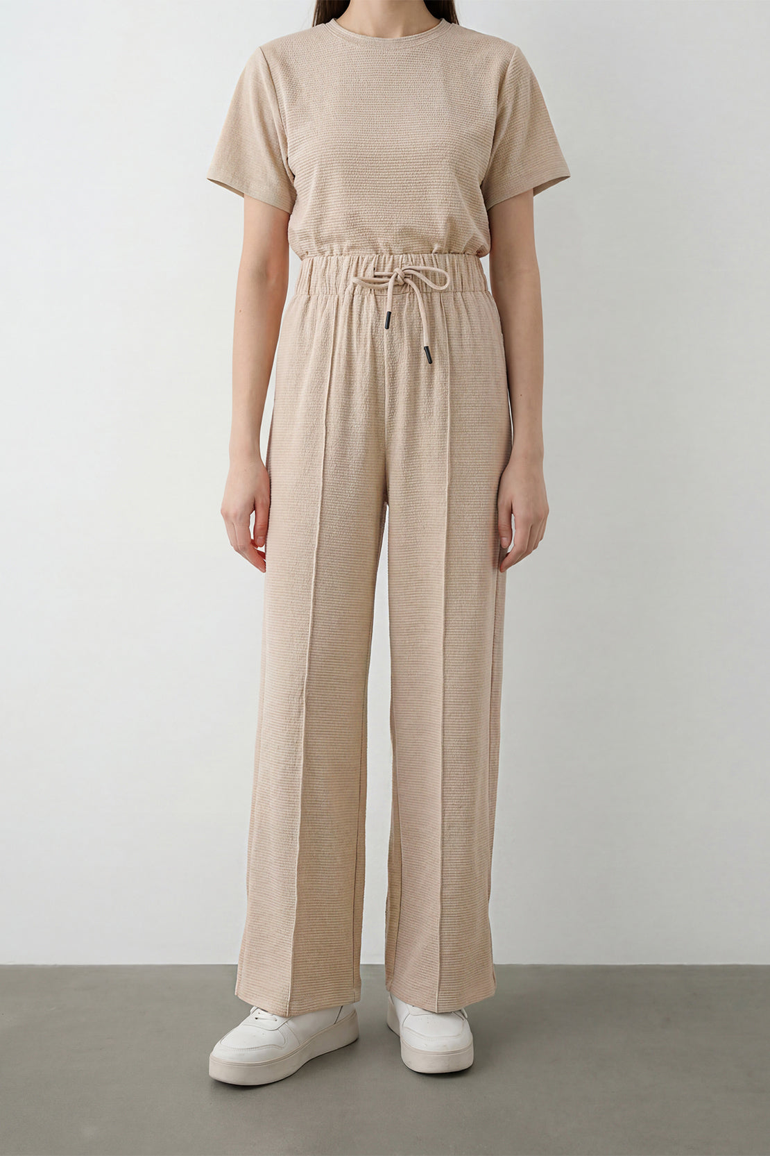 KOKO Textured Knit Relaxed Fit Trouser -Coffee, Black, Clay & Brown