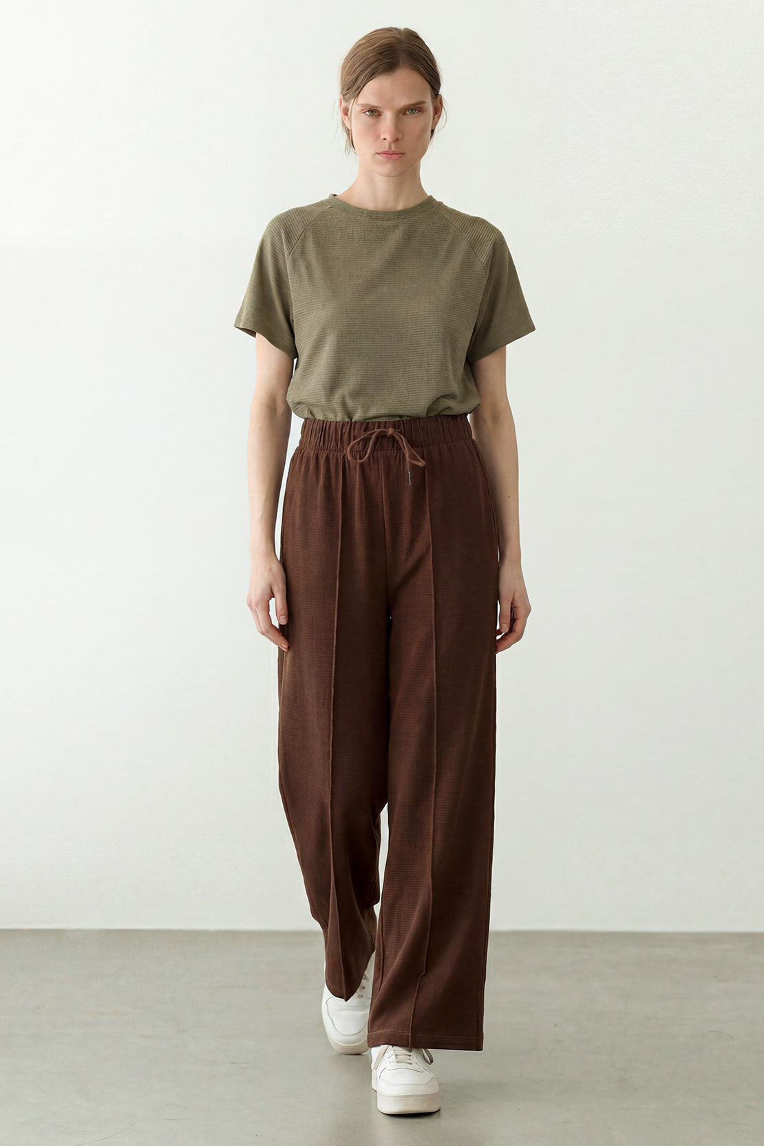 KOKO Textured Knit Relaxed Fit Trouser - Brown
