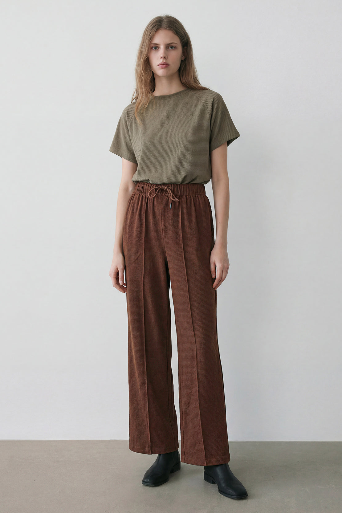 KOKO Textured Knit Relaxed Fit Trouser -Coffee, Black, Clay & Brown
