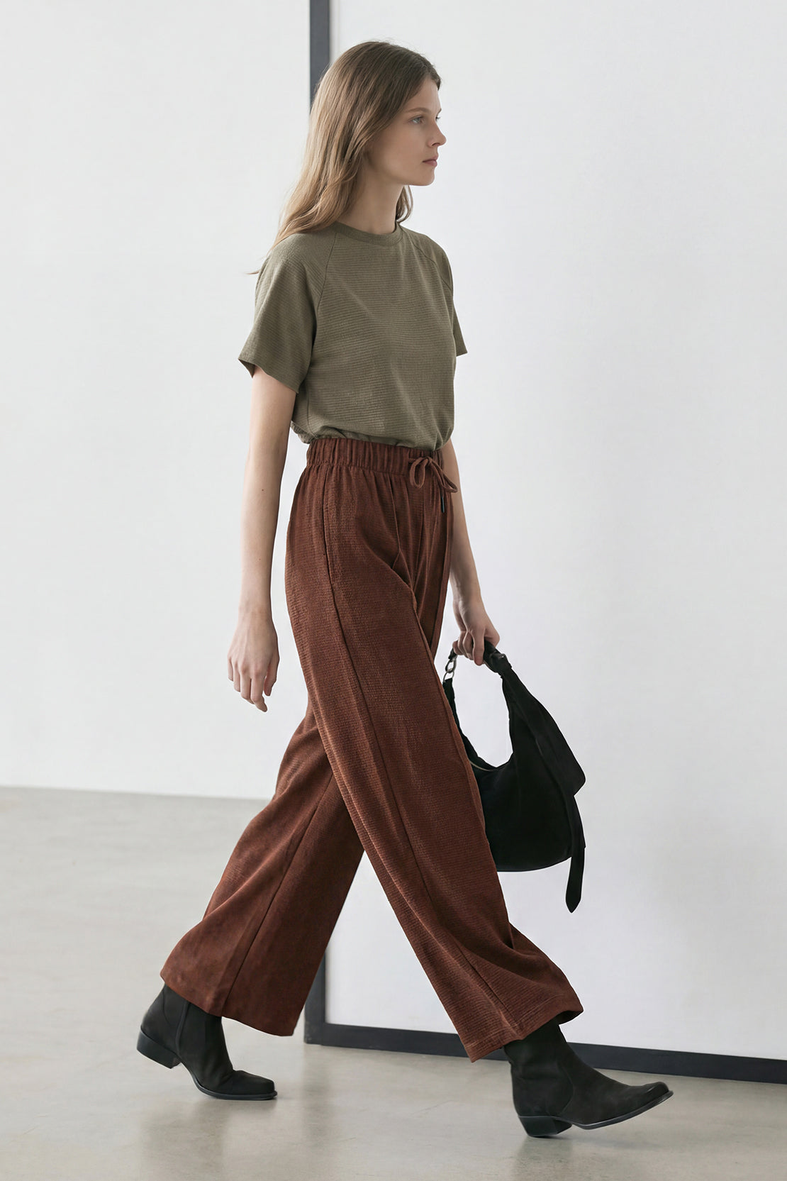 KOKO Textured Knit Relaxed Fit Trouser -Coffee, Black, Clay & Brown