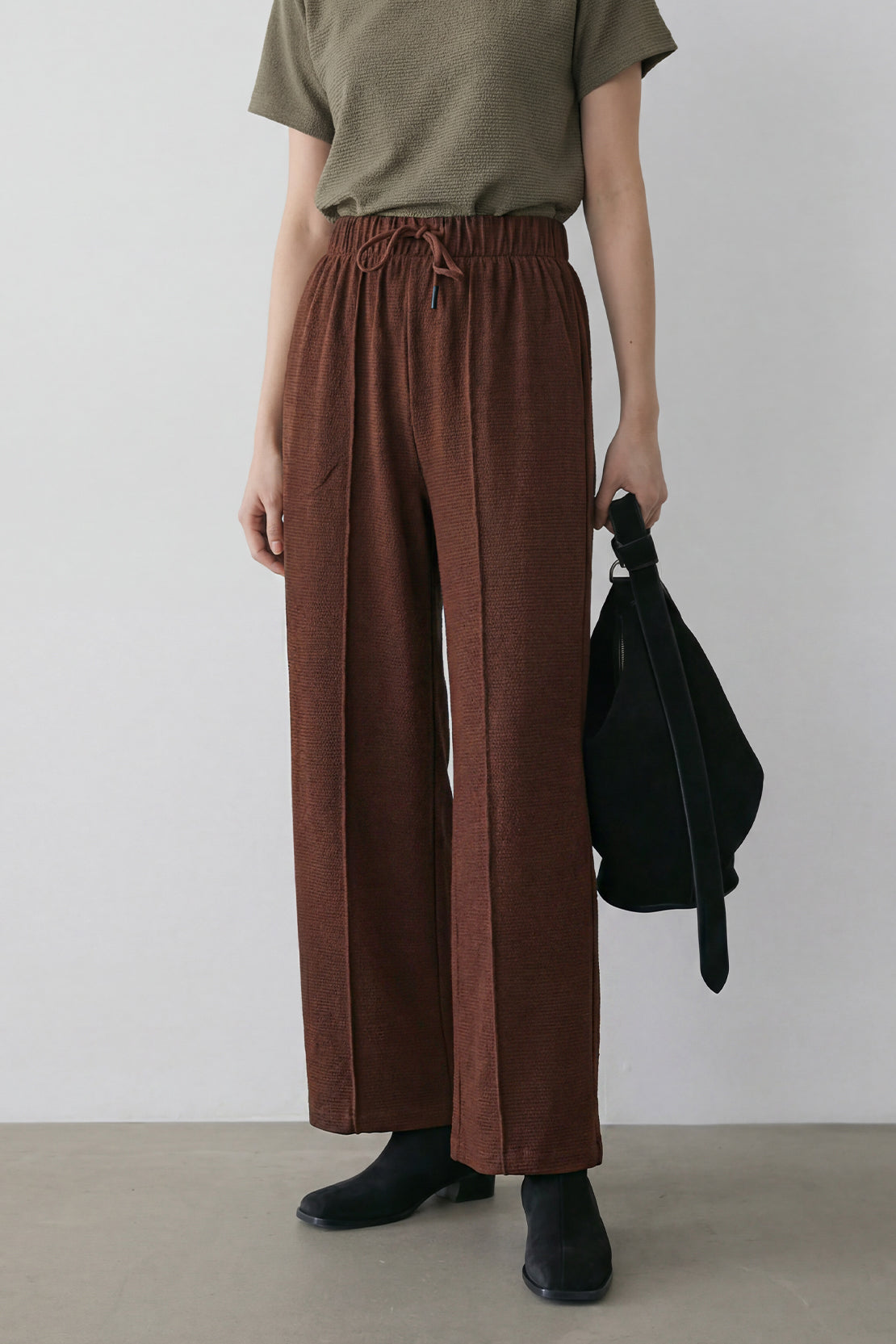 KOKO Textured Knit Relaxed Fit Trouser -Coffee, Black, Clay & Brown