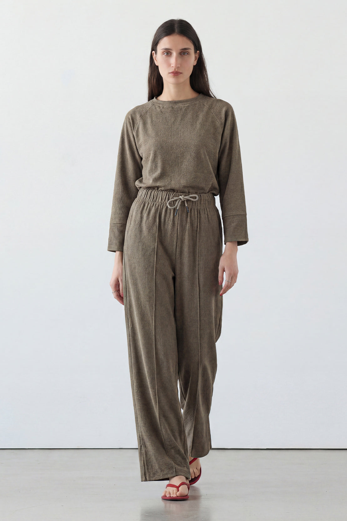 KOKO Textured Knit Relaxed Fit Trouser -Coffee, Black, Clay & Brown