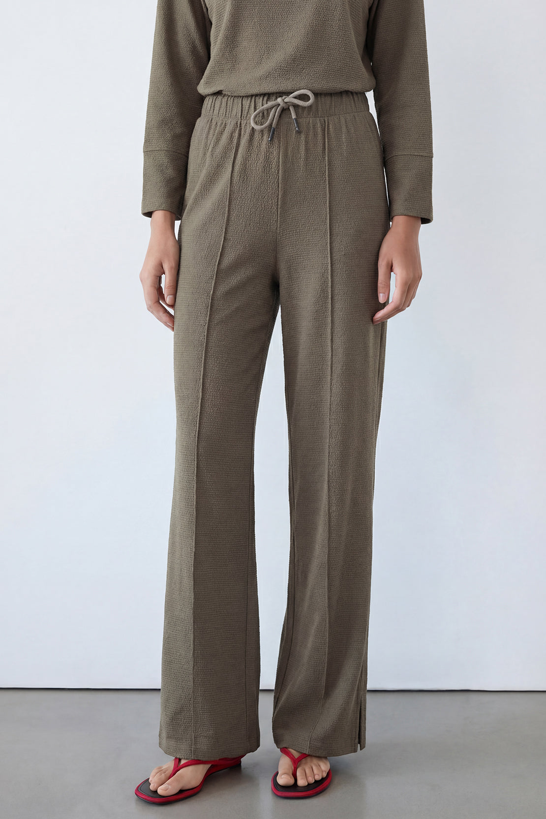 KOKO Textured Knit Relaxed Fit Trouser -Coffee, Black, Clay & Brown