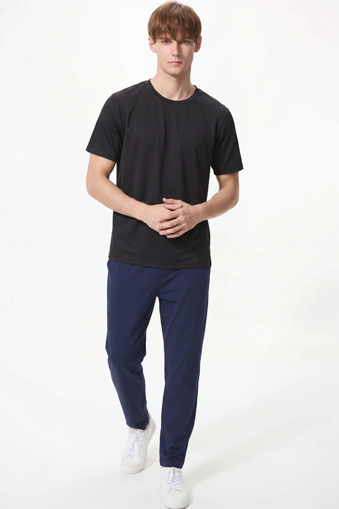 KOKO Knitted Mesh Crew Neck T-Shirt - White, Black, Navy, Blue, Grey & Jet Black