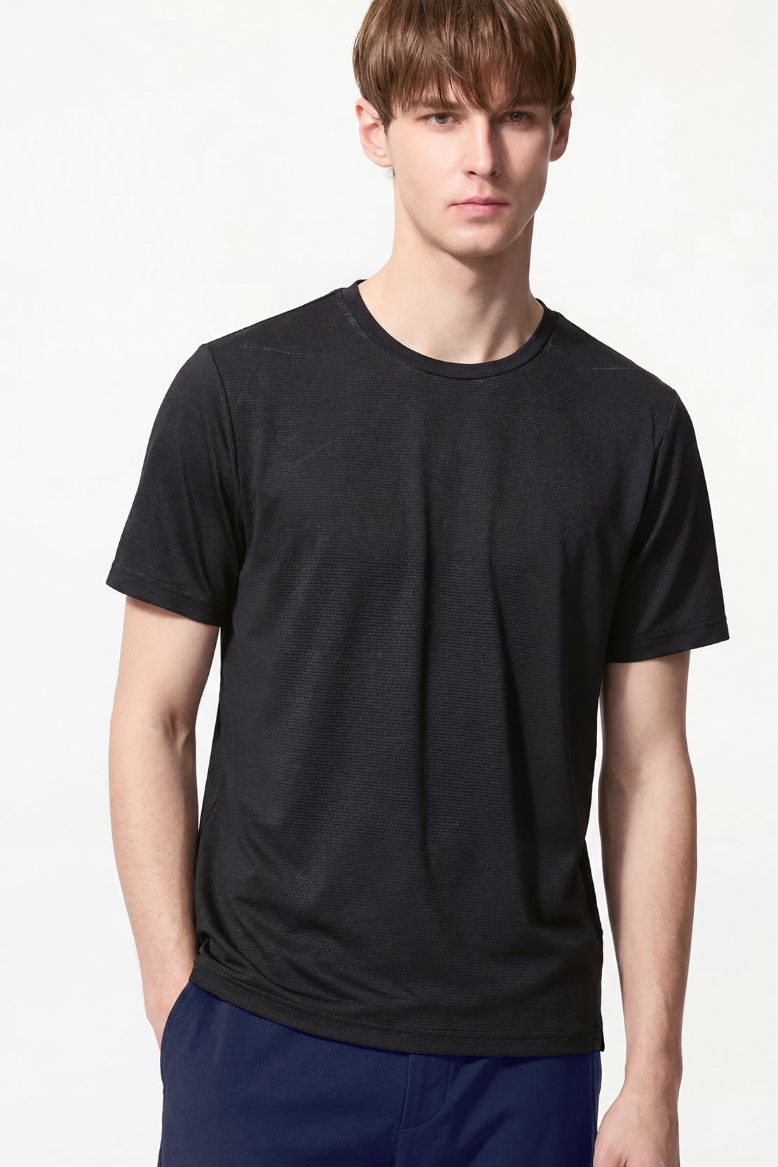 KOKO Knitted Mesh Crew Neck T-Shirt - White, Black, Navy, Blue, Grey & Jet Black