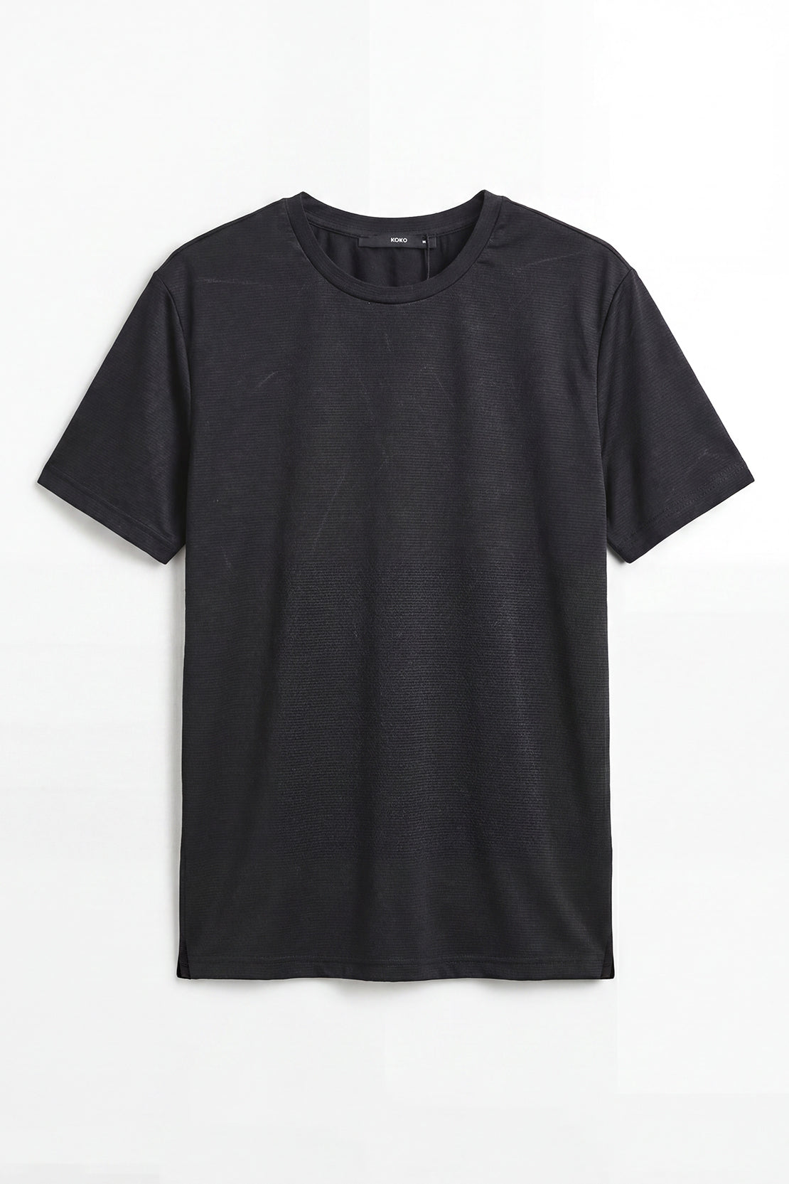 KOKO Knitted Mesh Crew Neck T-Shirt - White, Black, Navy, Blue, Grey & Jet Black