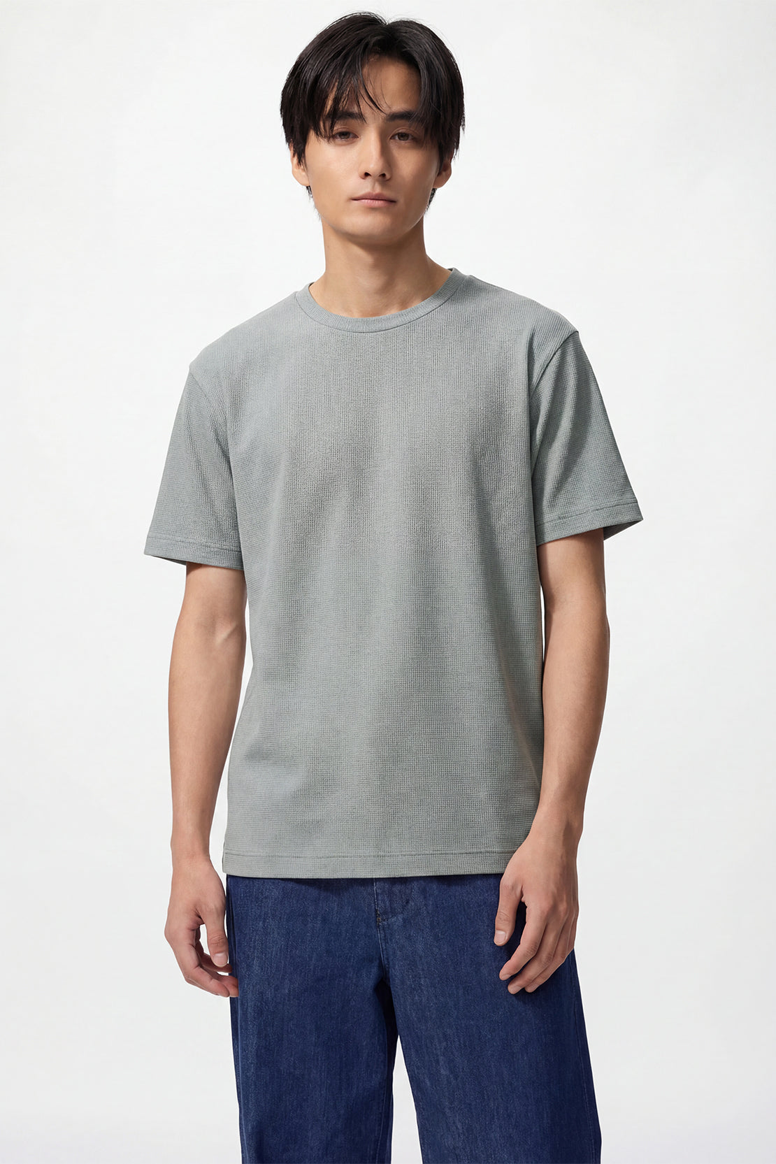 KOKO Knitted Mesh Crew Neck T-Shirt - White, Black, Navy, Blue, Grey & Jet Black