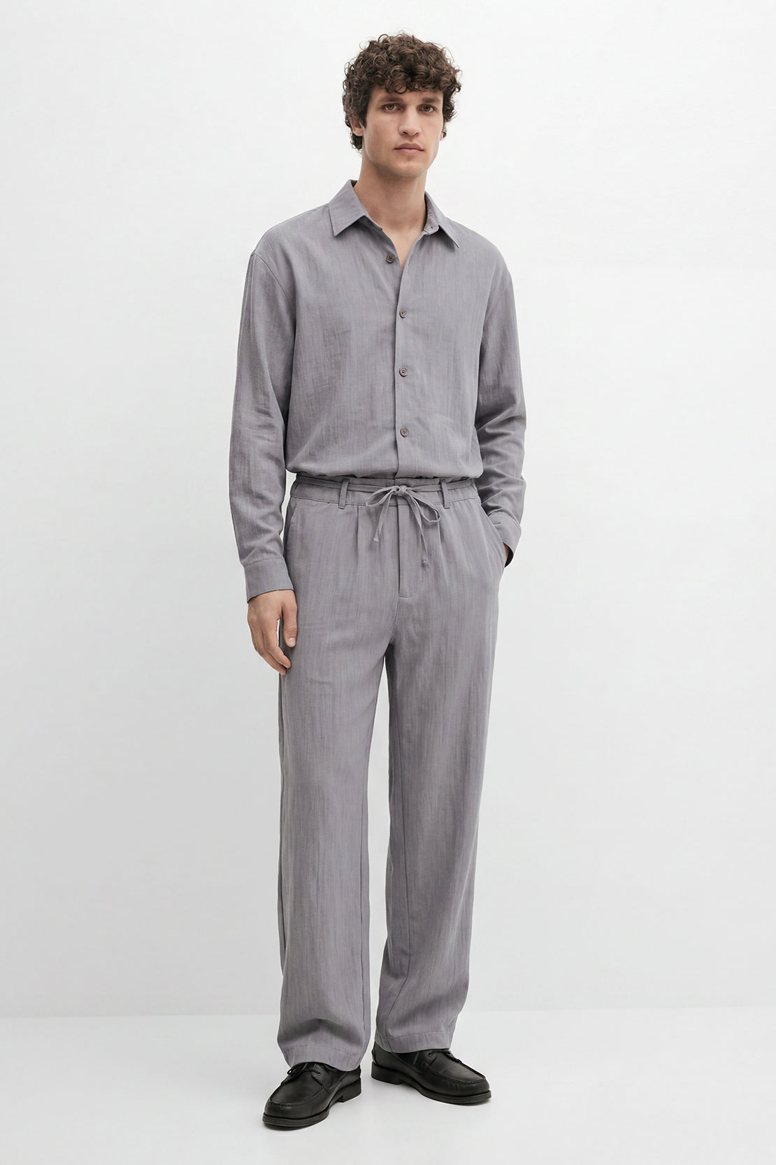 KOKO Light Weave Relaxed Drawstring Pants – Light Grey