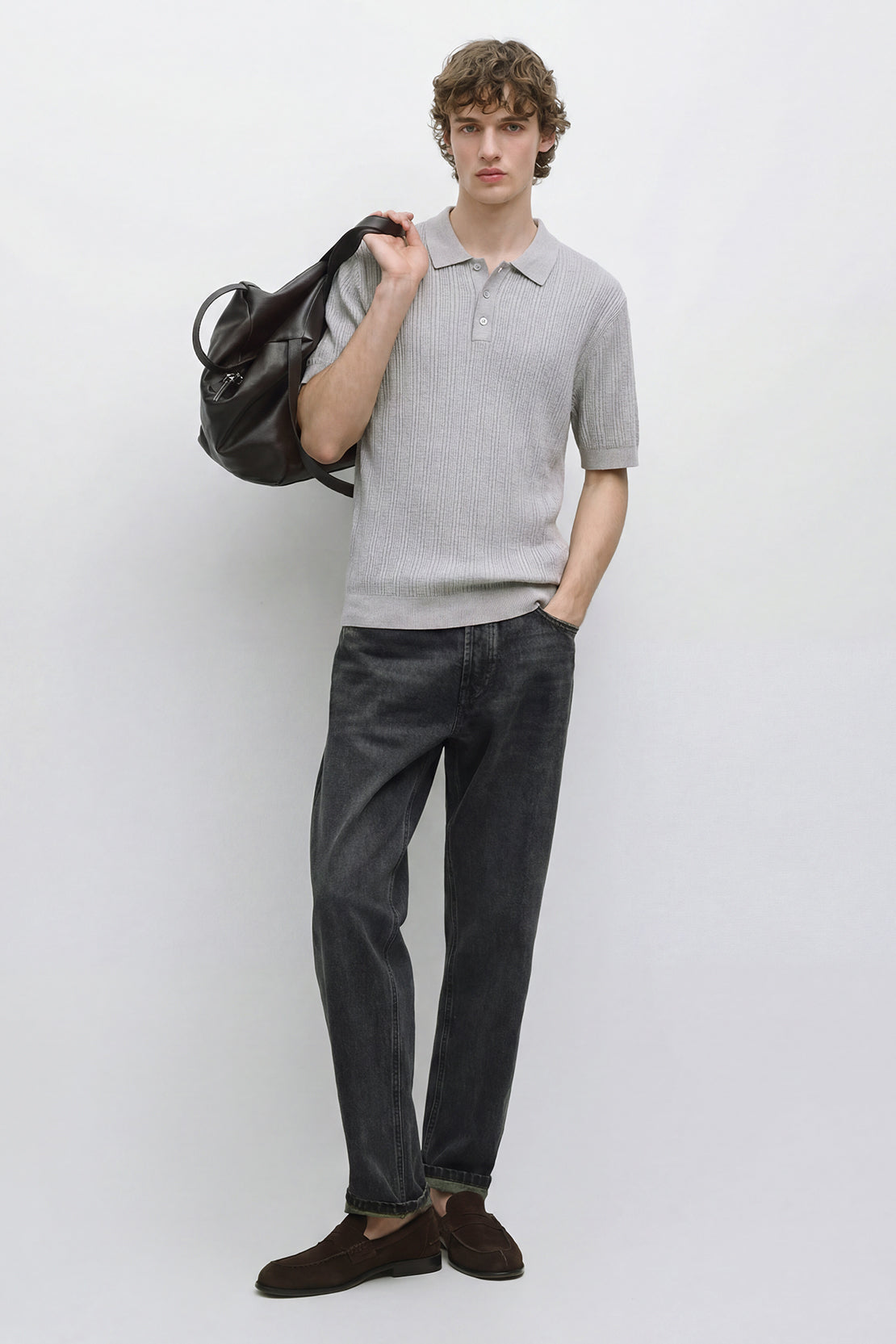 KOKO Core Knit Polo – Silver Grey