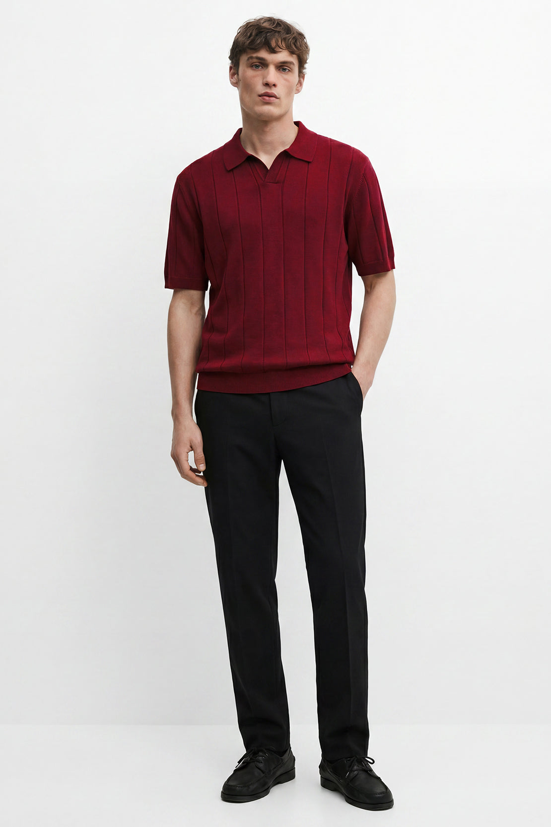 KOKO Core Knit Polo – Dark Red