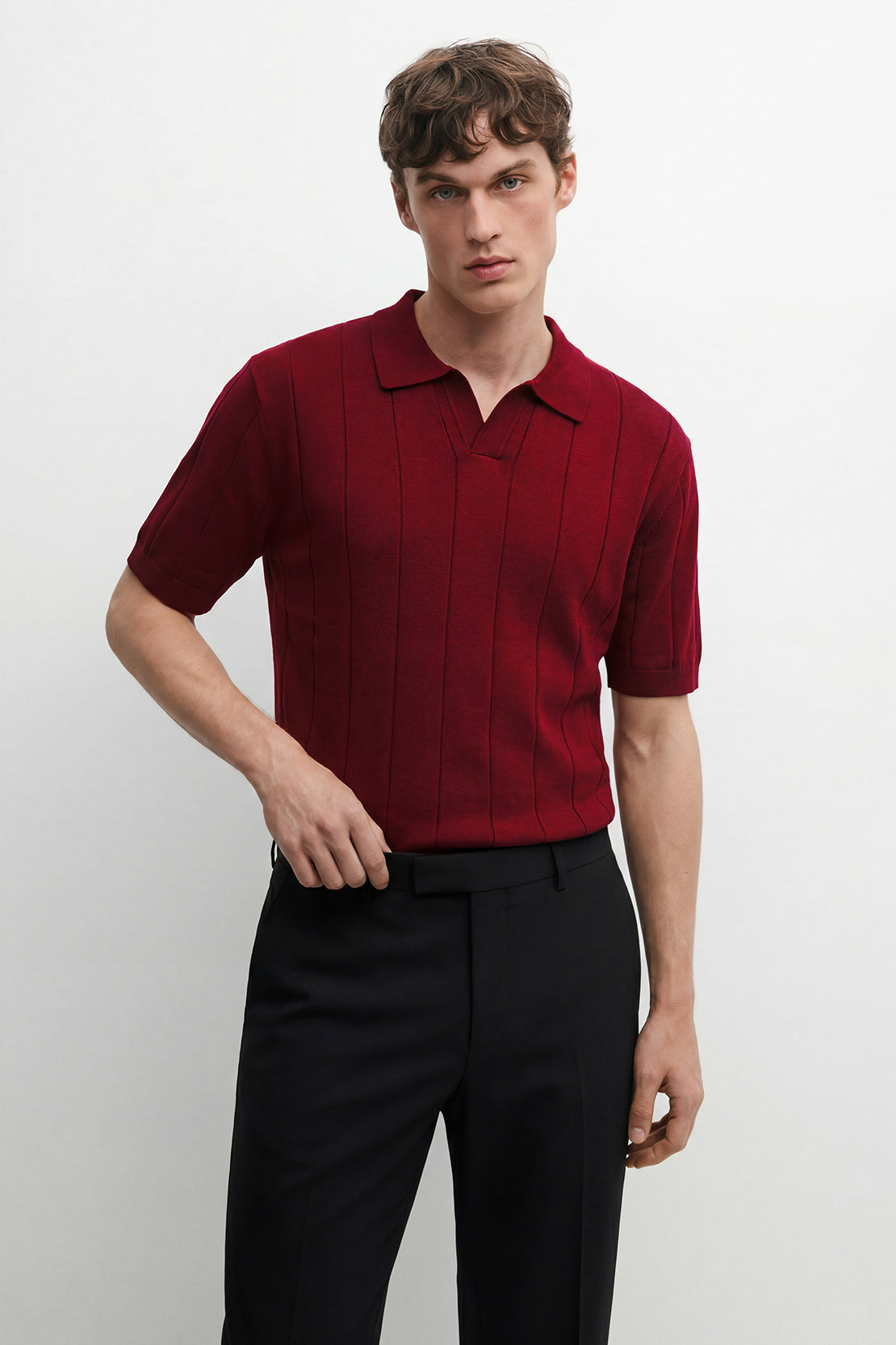 KOKO Core Knit Polo – Dark Red