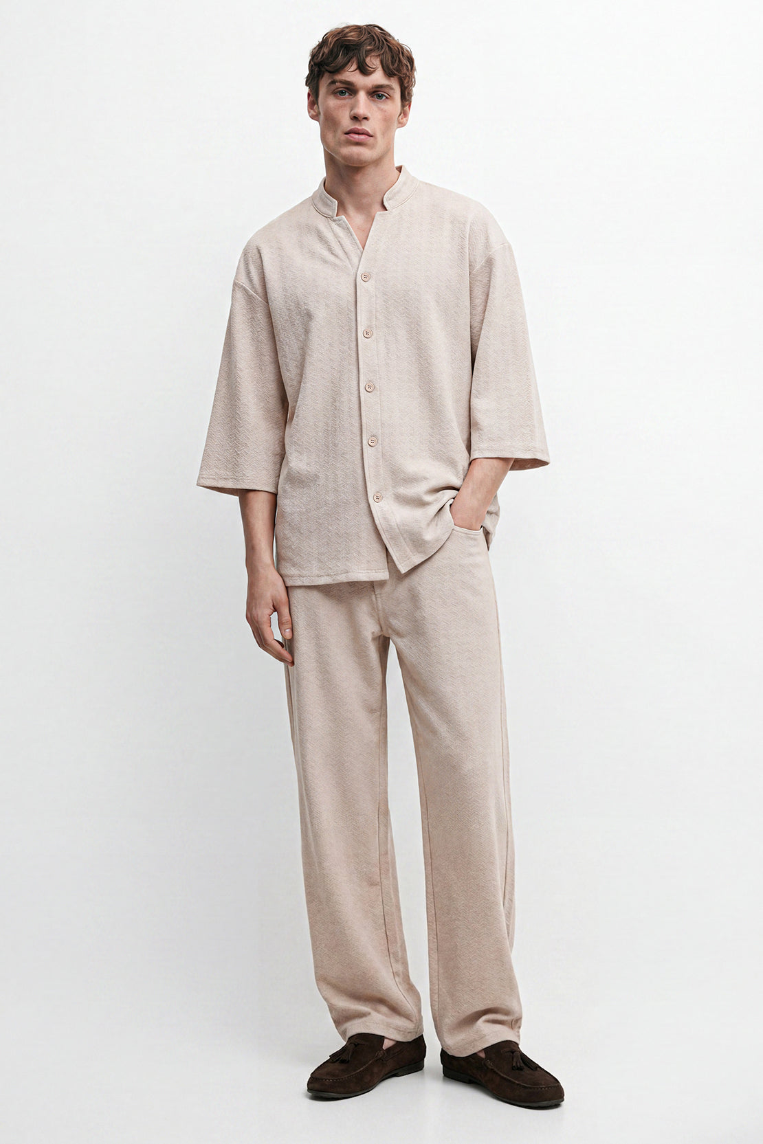 KOKO Textured Knit Relaxed Pants – Camel