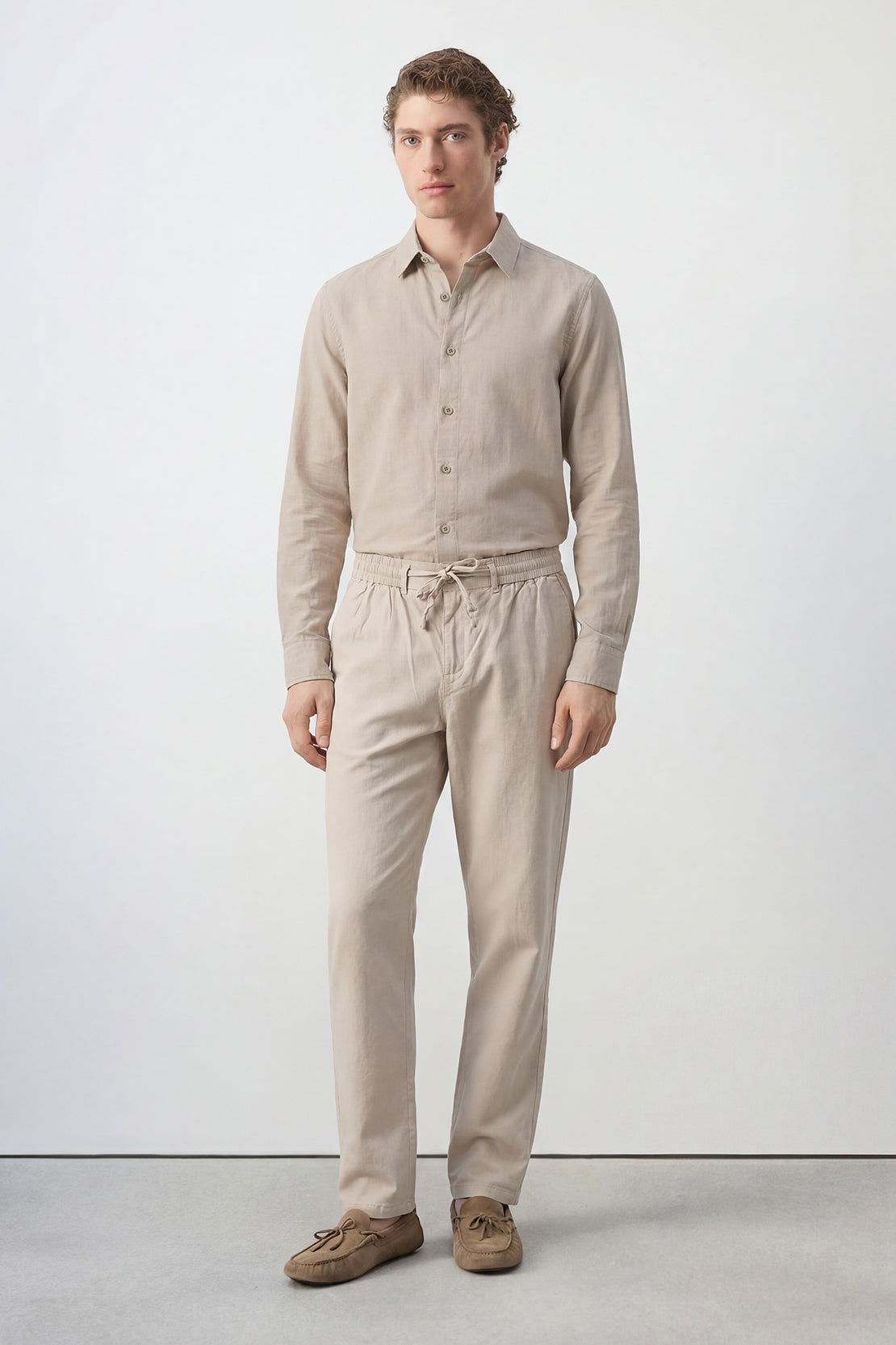 KOKO Linen Button Down Shirt – Beige
