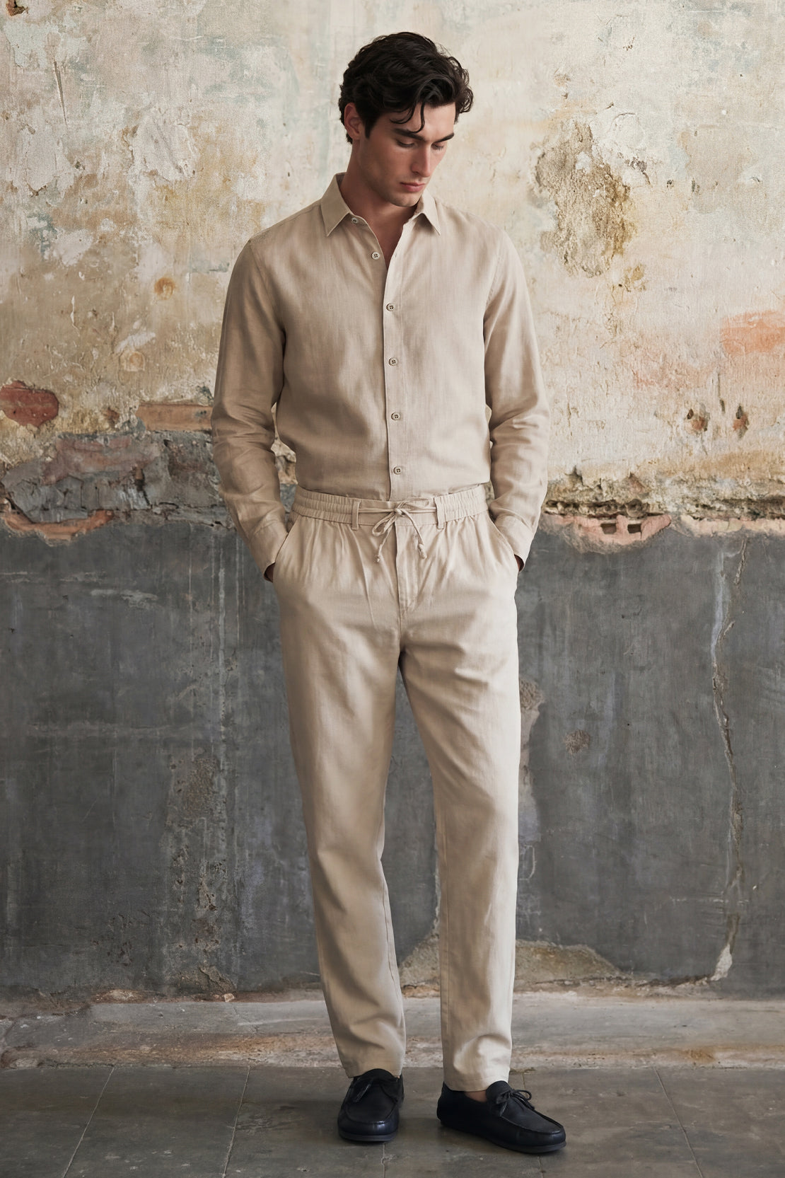 KOKO Linen Button Down Shirt & Relaxed Pants – Beige