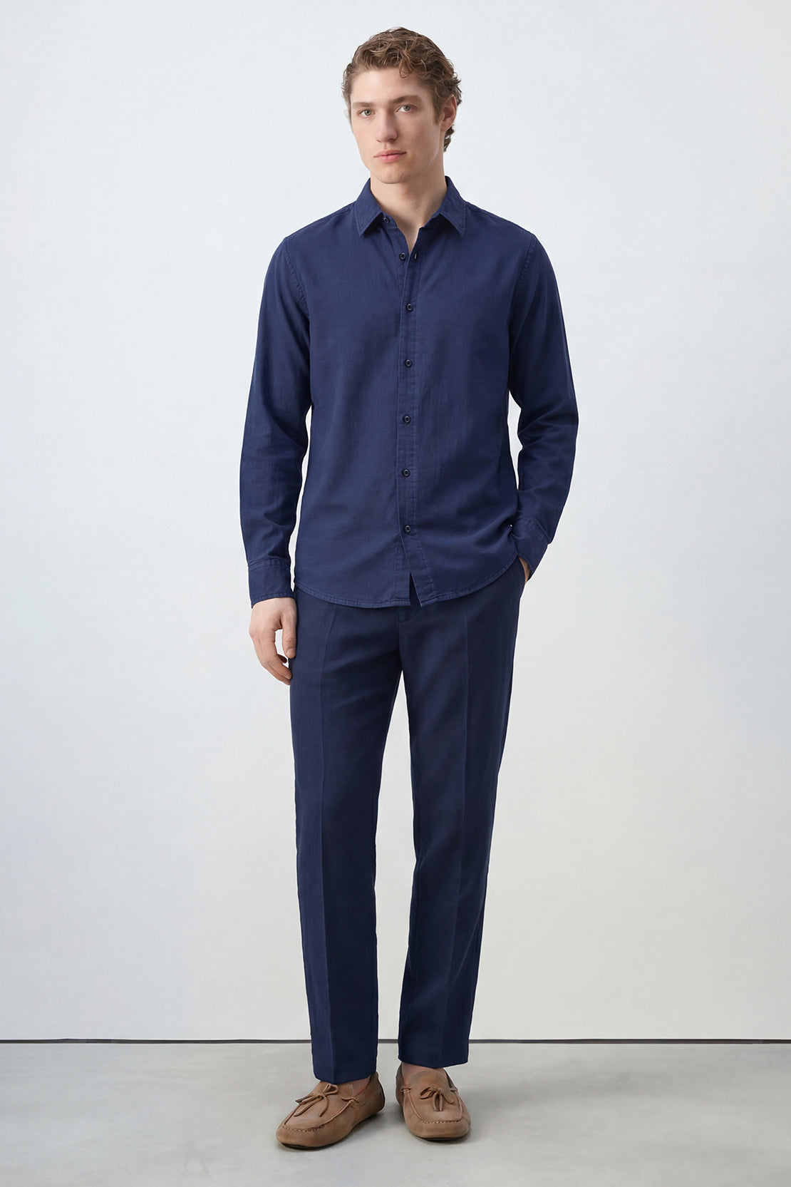 KOKO Linen Button Down Shirt – Navy