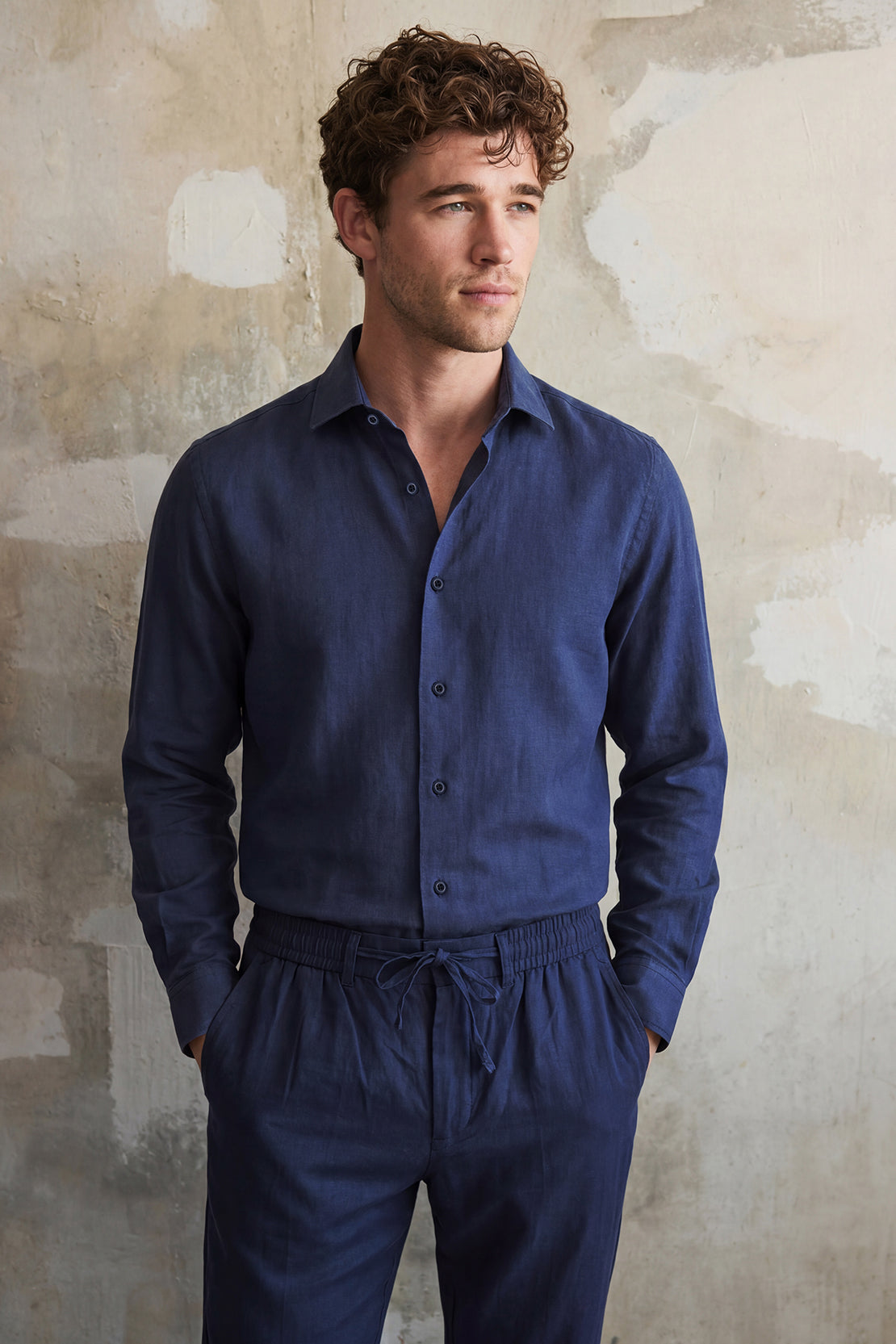 KOKO Linen Button Down Shirt & Relaxed Pants – Navy