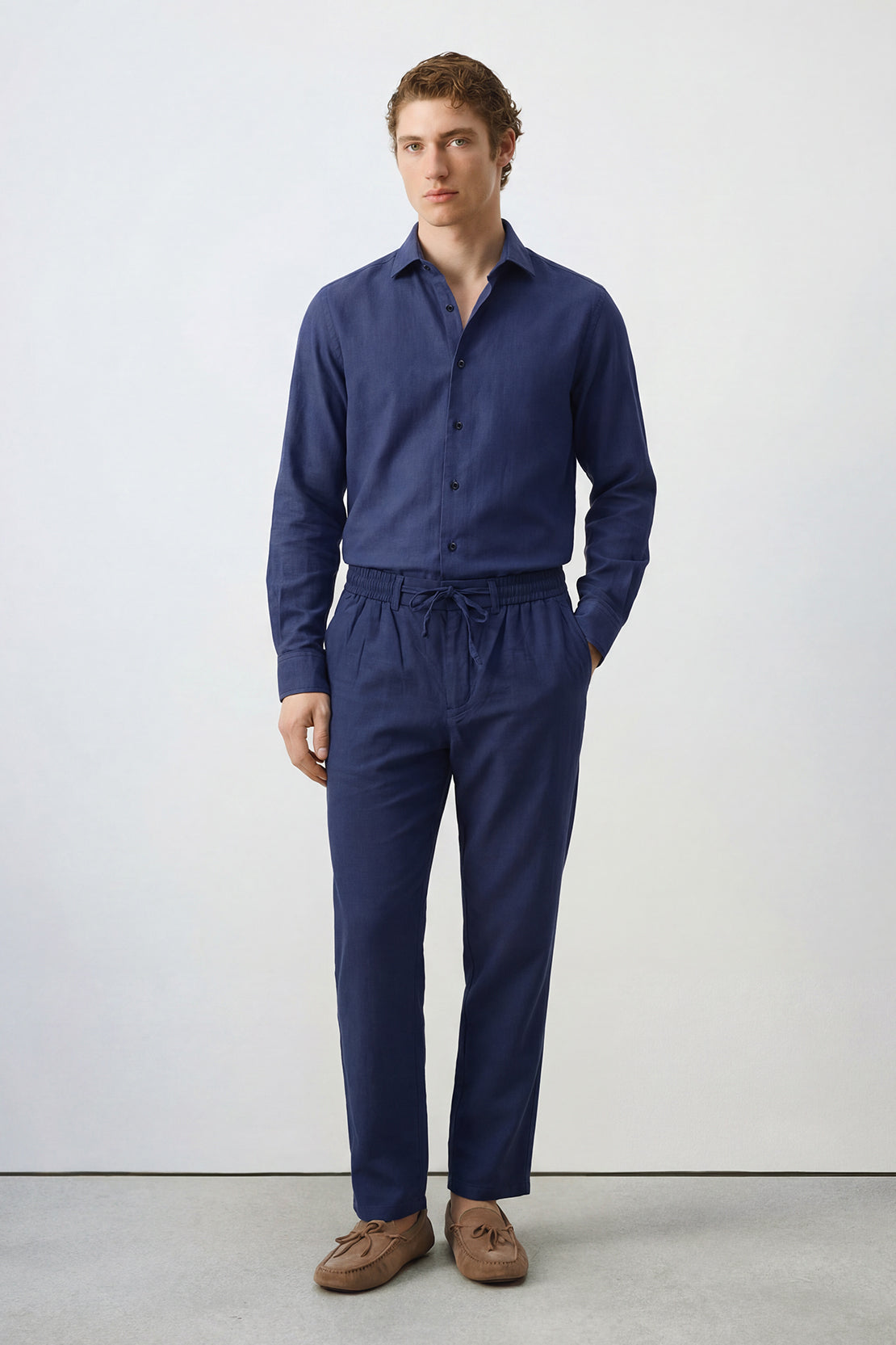 KOKO Linen Button Down Shirt – Navy