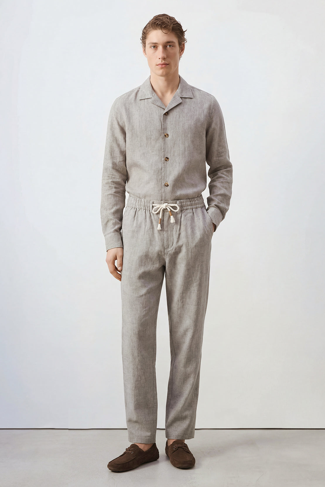 KOKO Linen Drawstring Relaxed Trouser – Grey