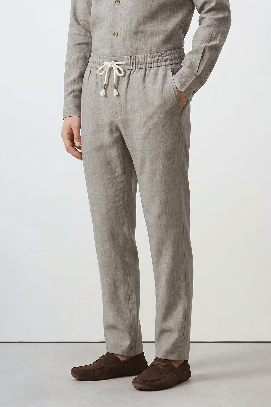 KOKO Linen Drawstring Relaxed Trouser – Grey
