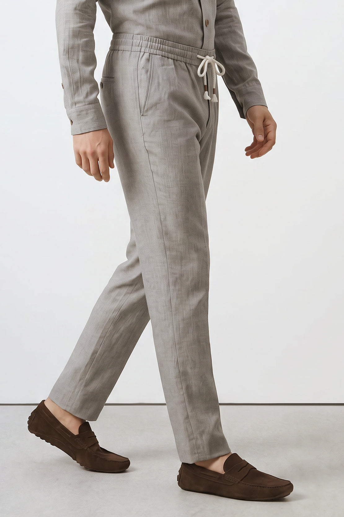 KOKO Linen Drawstring Relaxed Trouser – Grey