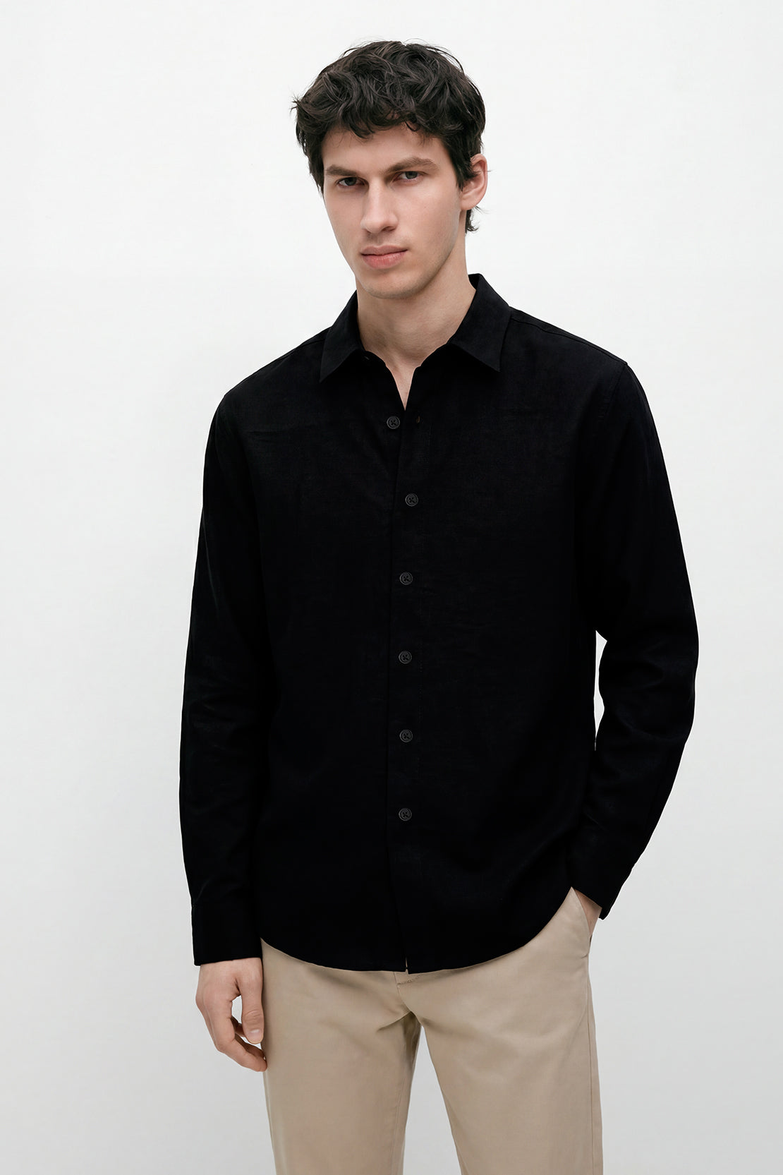 KOKO Cloud Weave Button-Down Shirt – Black