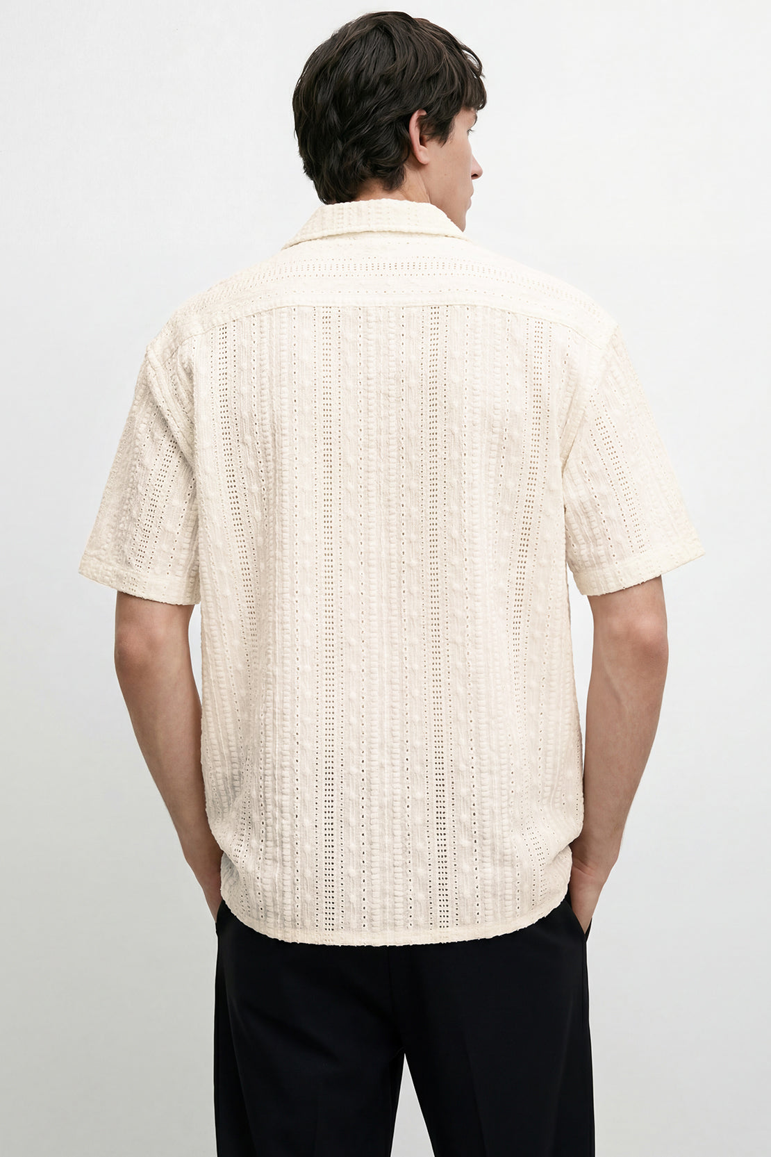 KOKO Bubble Knit Button Down Shirt – White