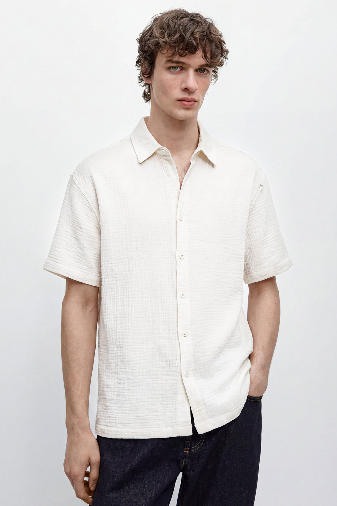 KOKO Air Muslin Button-Down Shirt – White