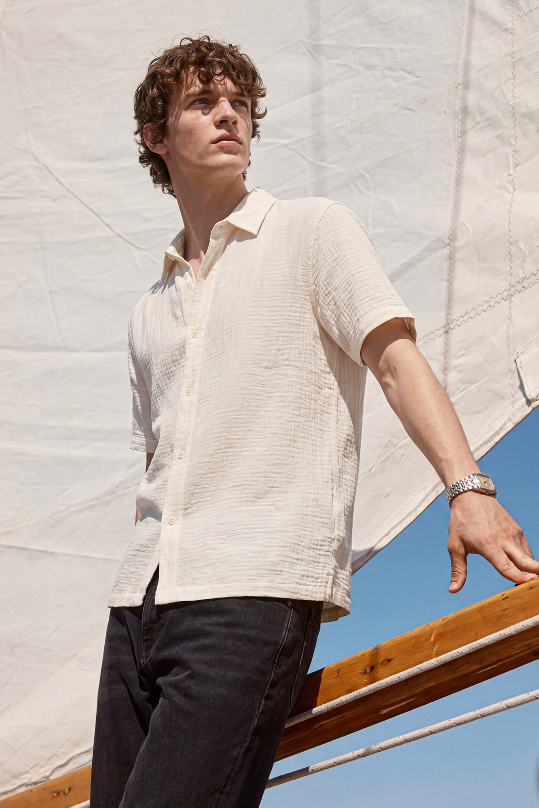 KOKO Air Muslin Button-Down Shirt – White