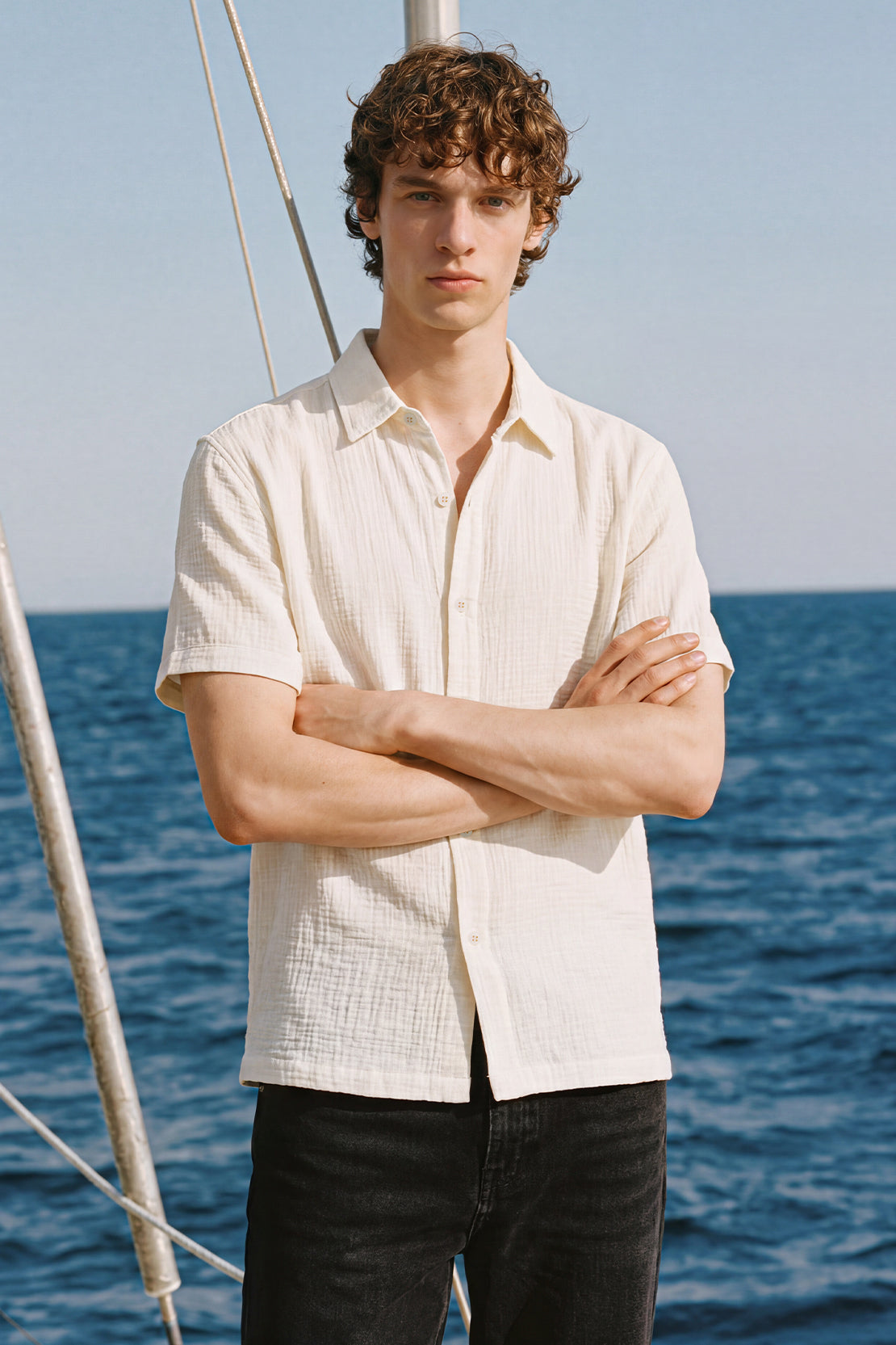 KOKO Air Muslin Button-Down Shirt – White