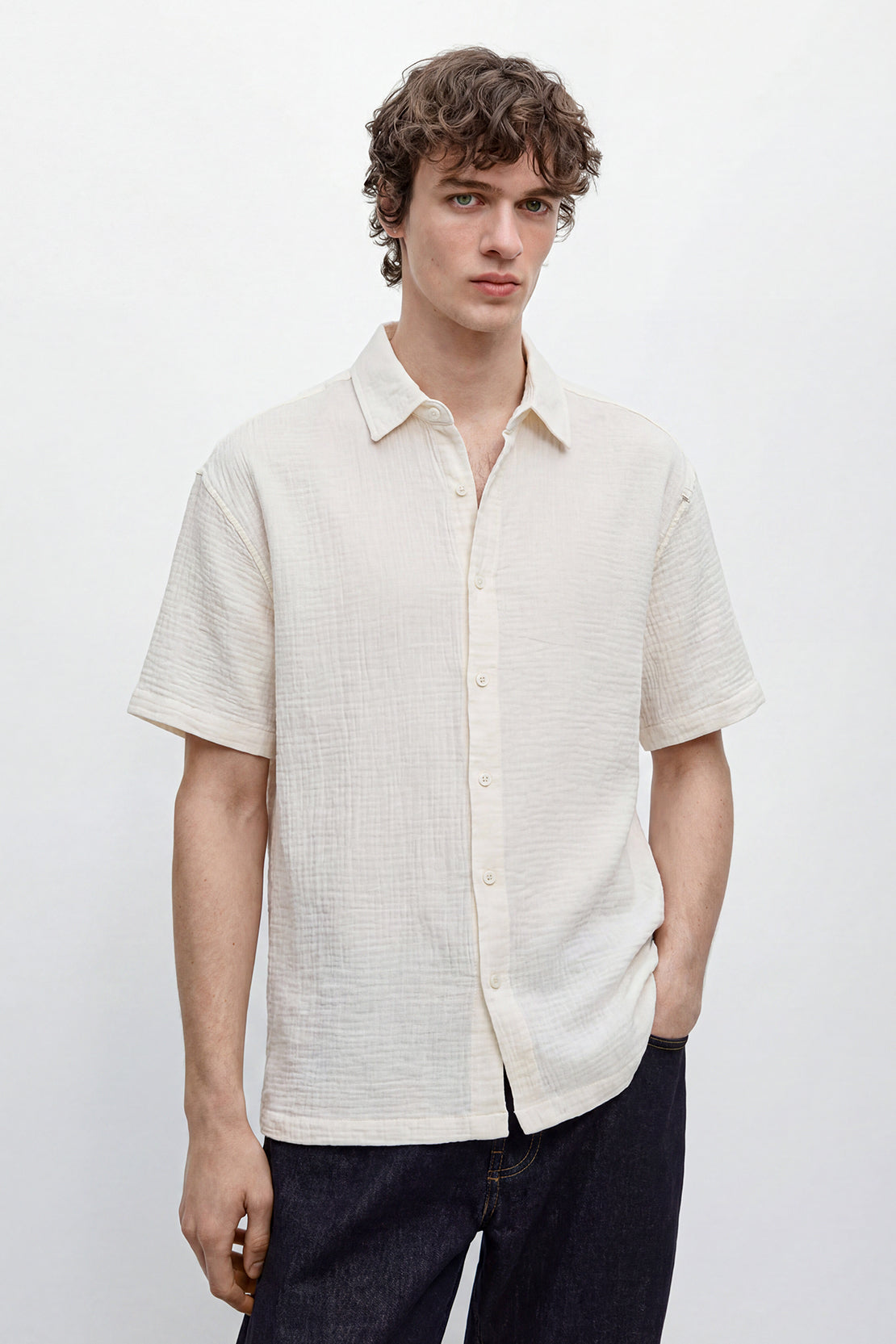 KOKO Air Muslin Button-Down Shirt – White