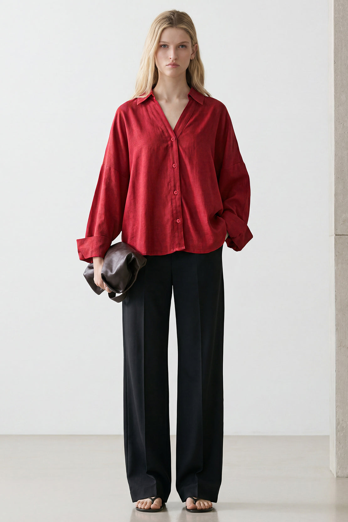 KOKO Cloud Linen Relaxed Shirt – Red